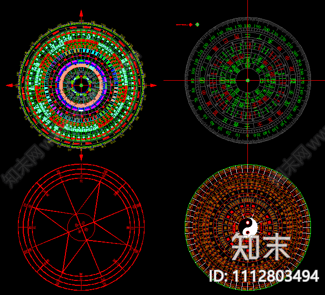 风水罗盘图块cad施工图下载【ID:1112803494】