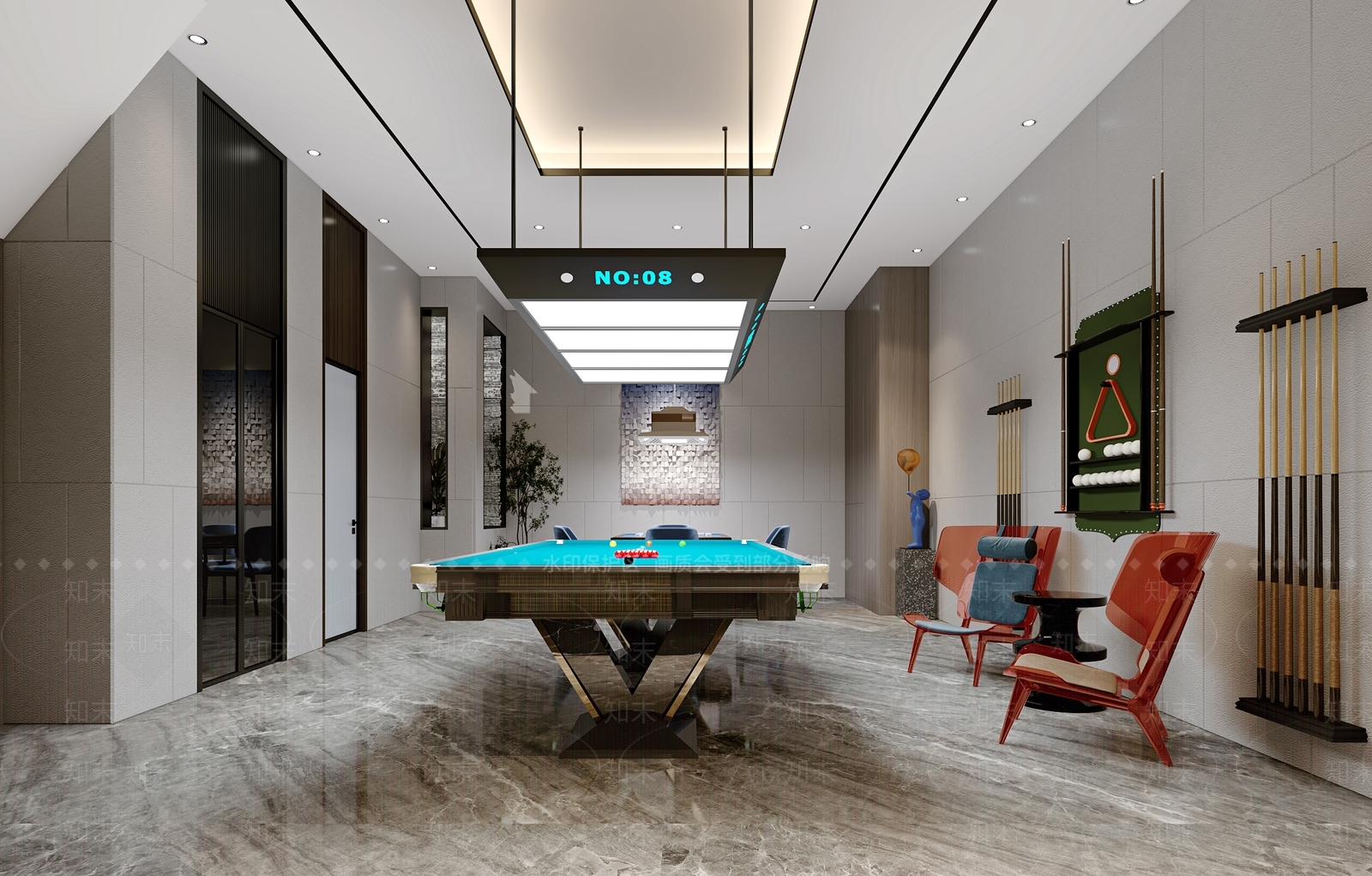 现代台球室3D模型下载【ID:1112717456】