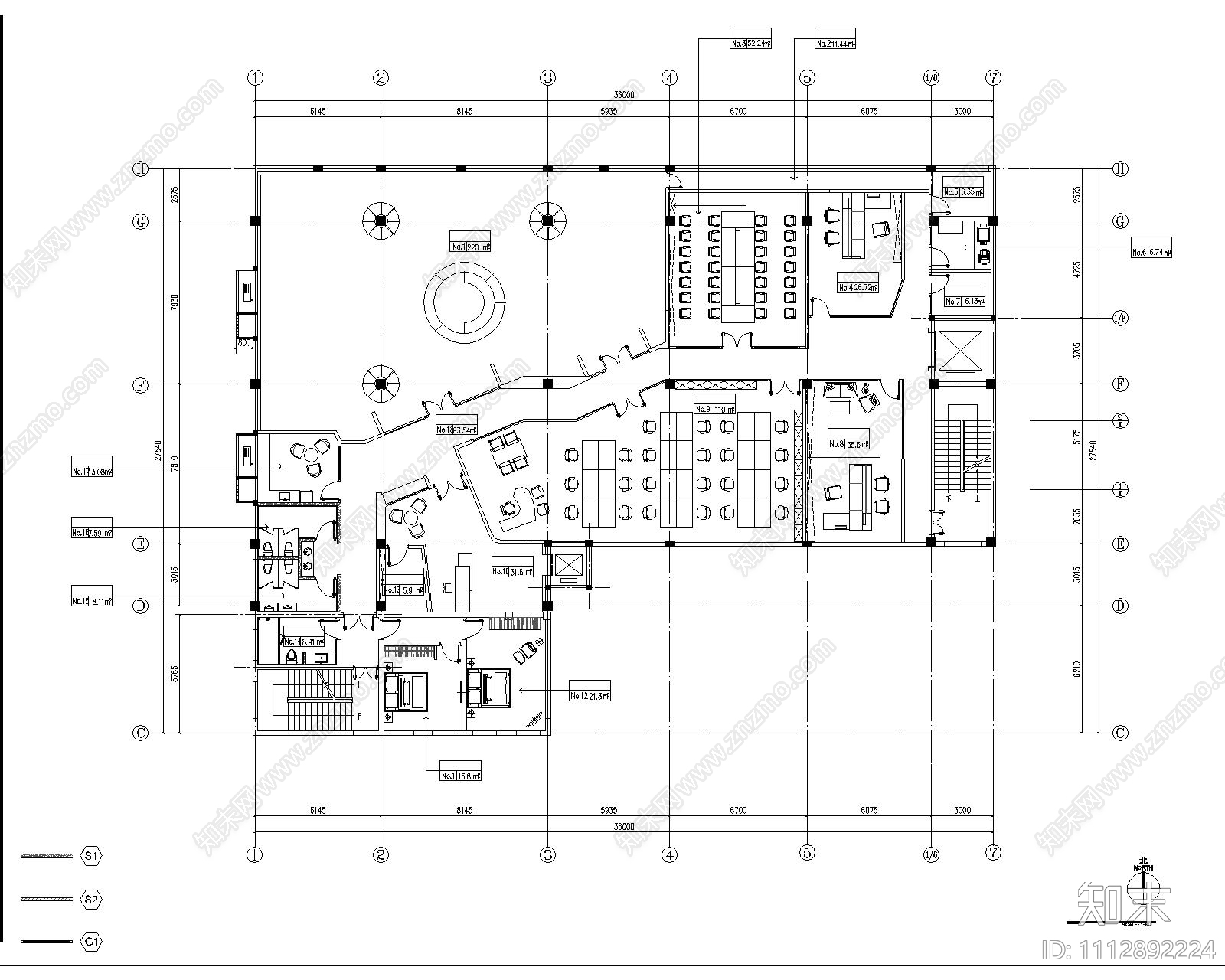 现代办公室施工图效果图cad施工图下载【ID:1112892224】