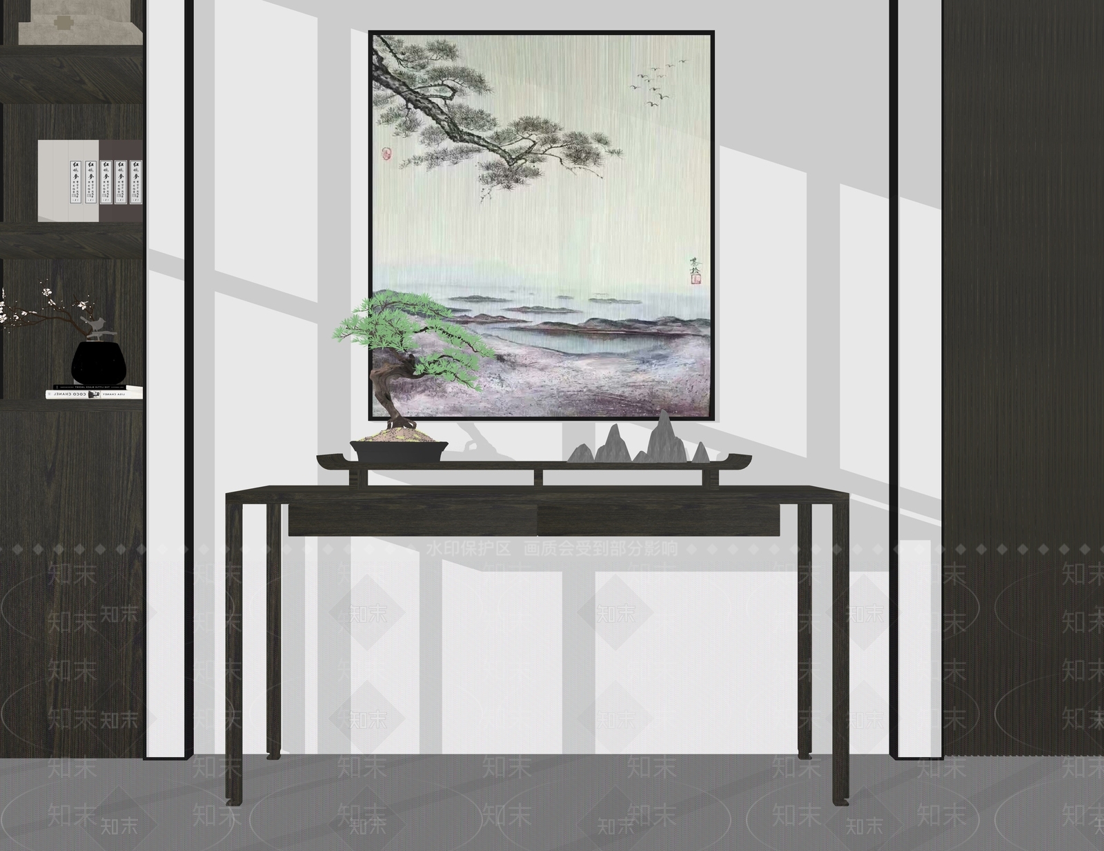 新中式端景条案SU模型下载【ID:1112719102】