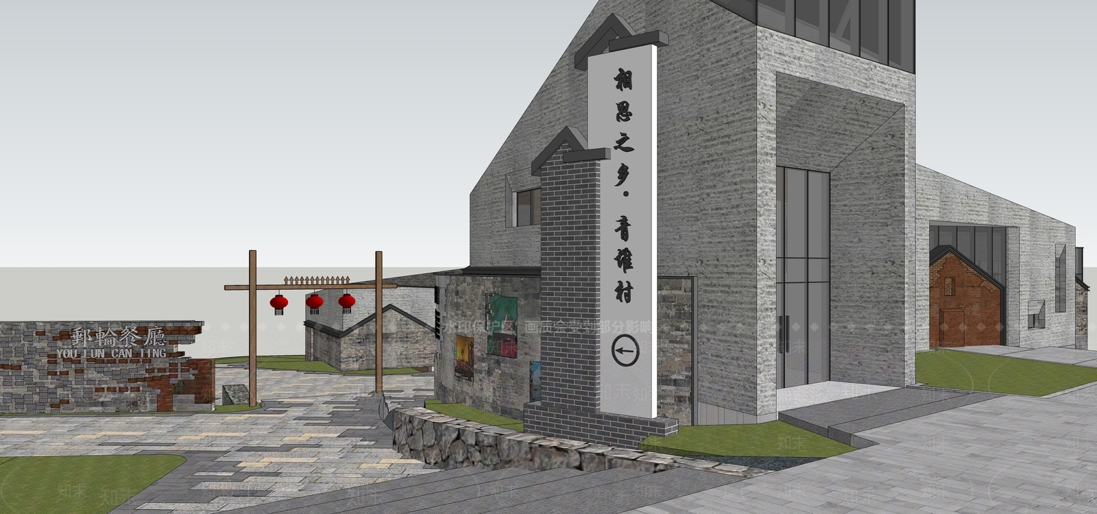 新中式指示牌SU模型下载【ID:1112720944】