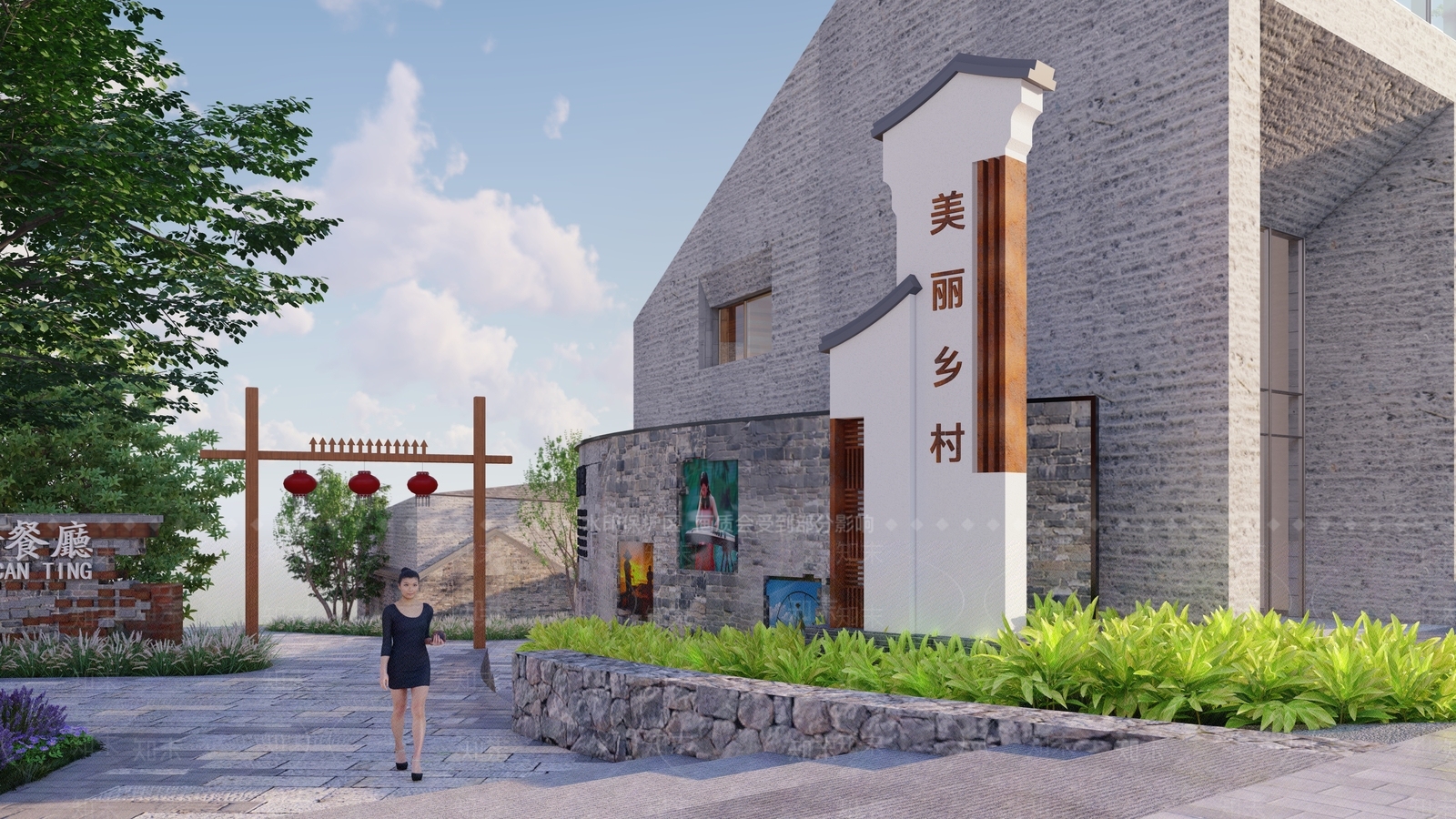 新中式指示牌SU模型下载【ID:1112722228】