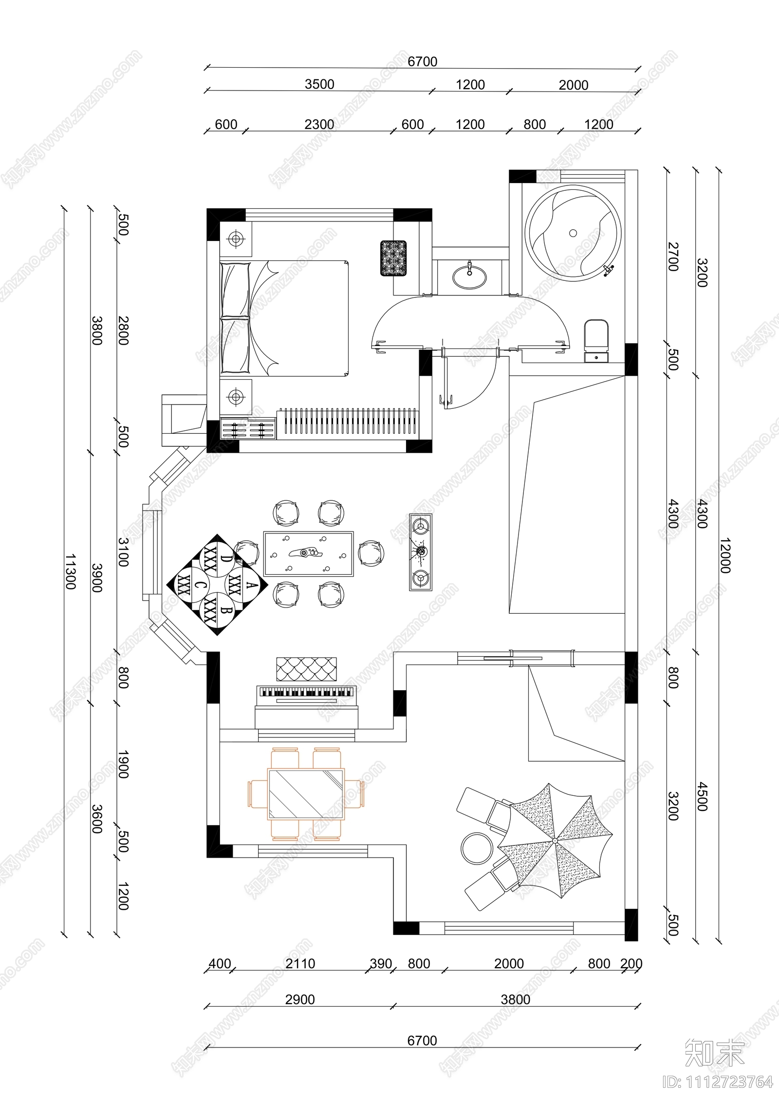 新中式独栋民宿空间设计cad施工图下载【ID:1112723764】