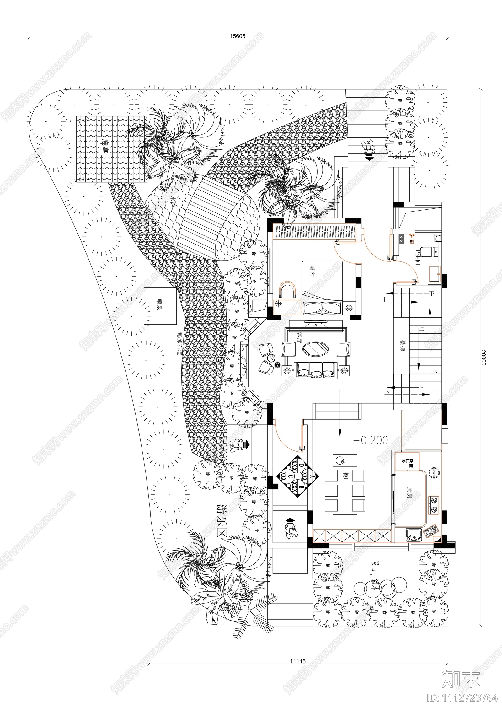 新中式独栋民宿空间设计cad施工图下载【ID:1112723764】