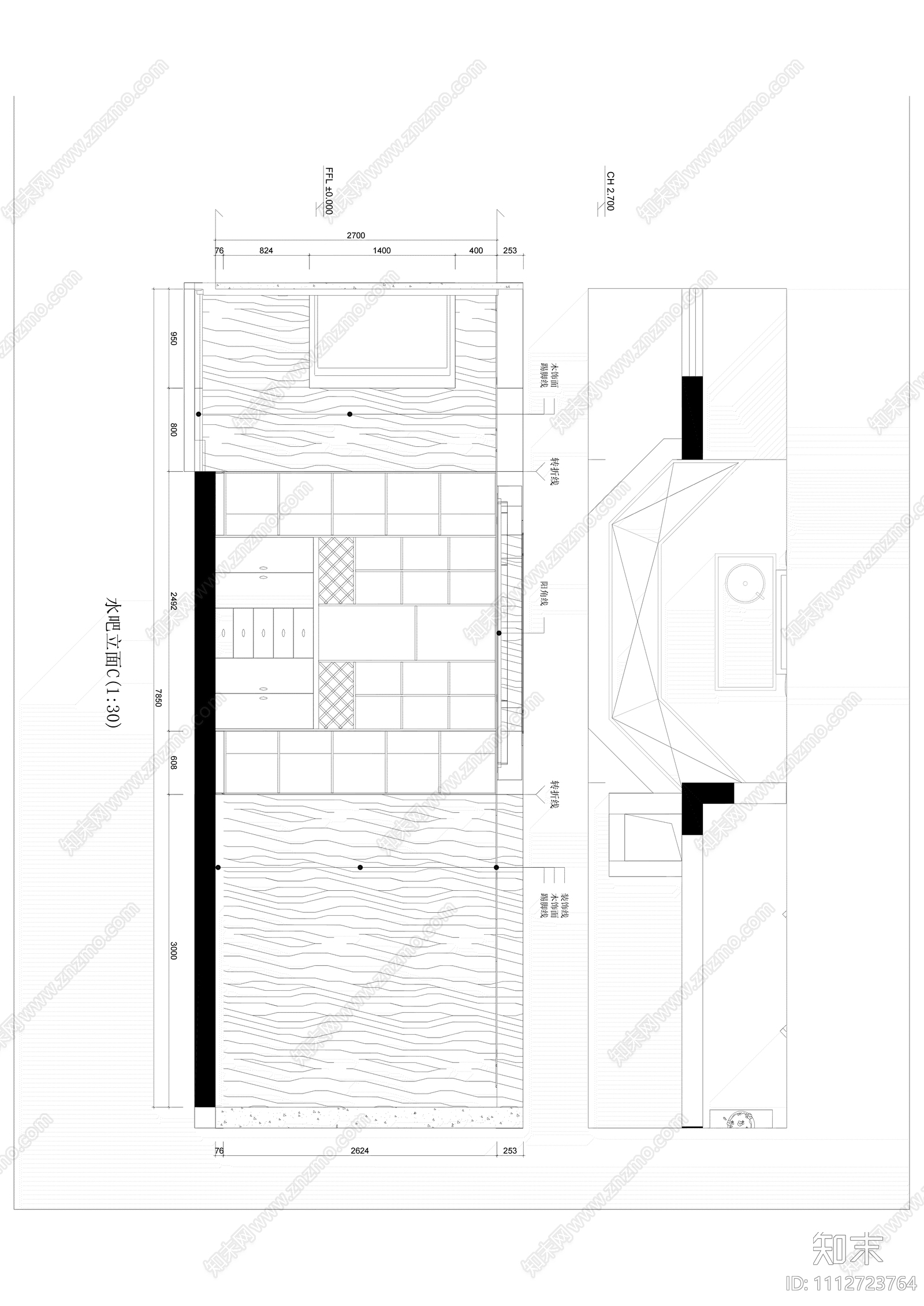 新中式独栋民宿空间设计cad施工图下载【ID:1112723764】