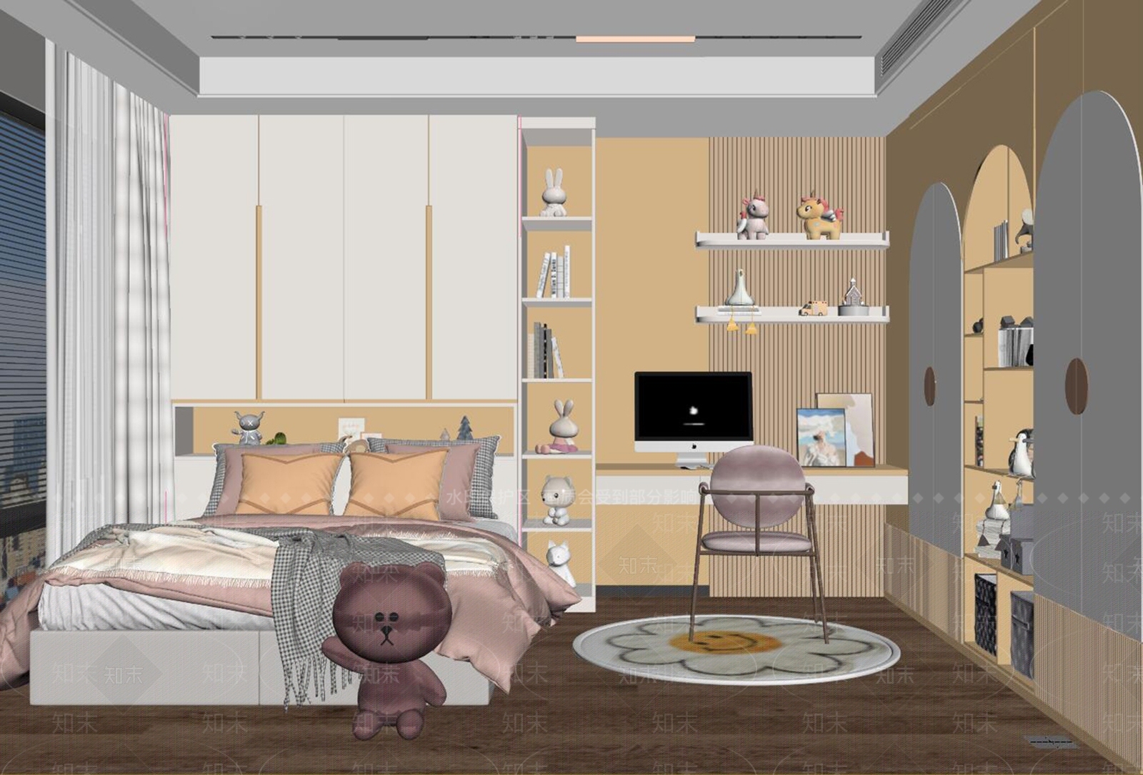 现代榻榻米儿童房SU模型下载【ID:1112856294】