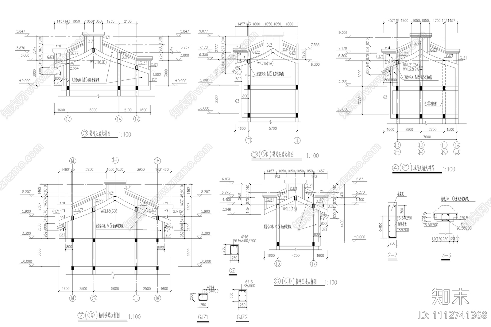 徽派会所平面马头墙施工图下载【ID:1112741368】