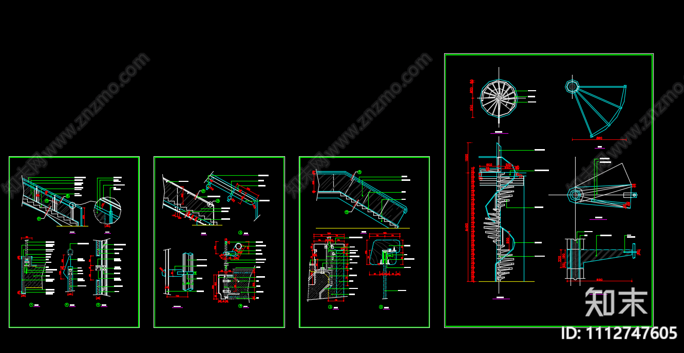 楼梯大样节点　施工图cad施工图下载【ID:1112747605】