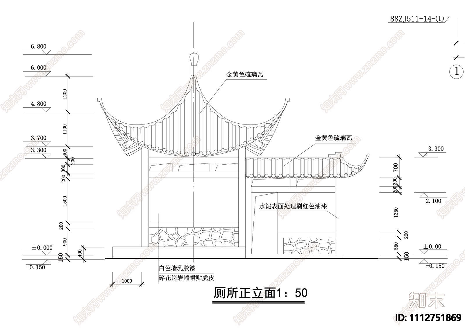 古建公厕建施结施给排水详图cad施工图下载【ID:1112751869】