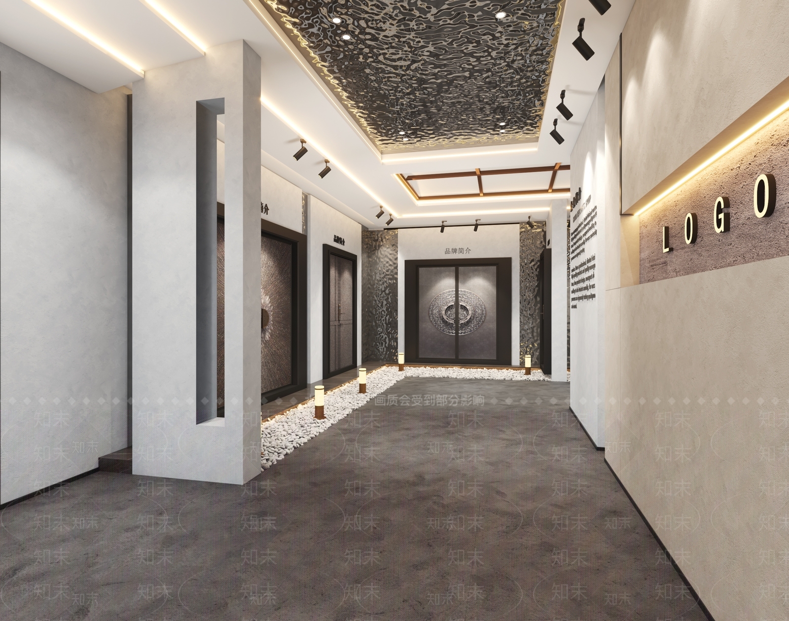 现代防盗门五金构件展厅3D模型下载【ID:1112759797】