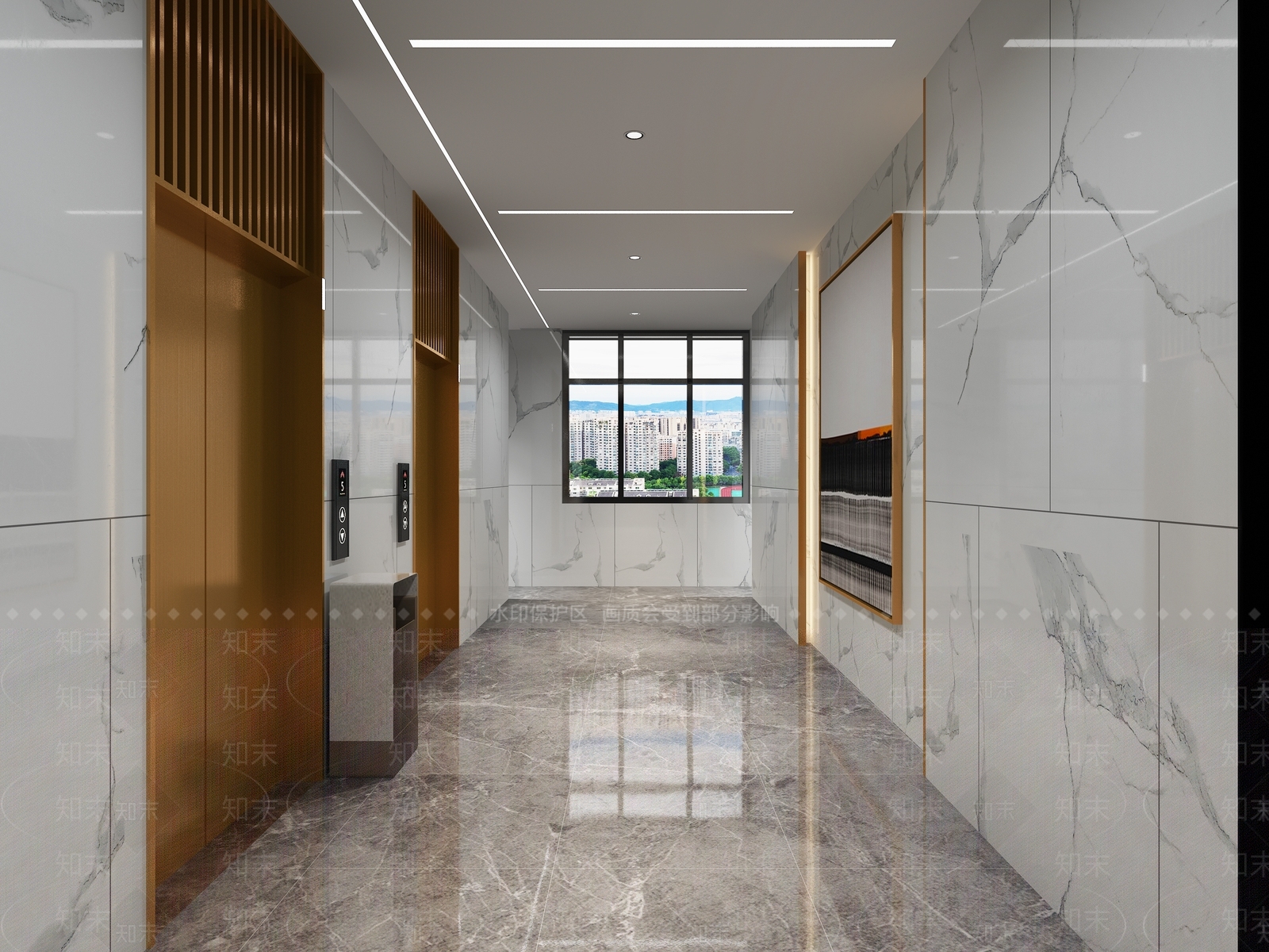 现代电梯间3D模型下载【ID:1112763260】