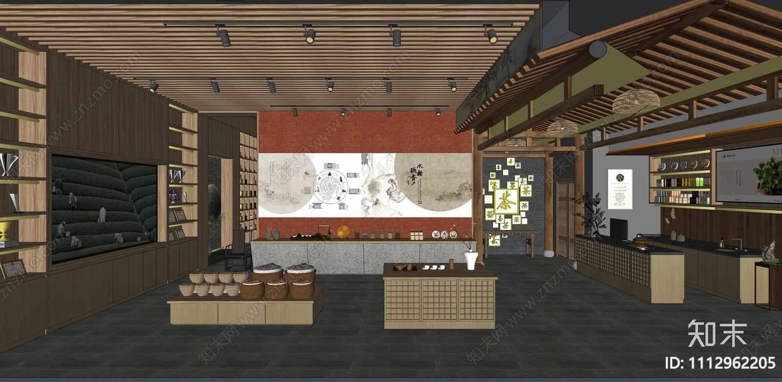 新中式茶叶店SU模型下载【ID:1112962205】