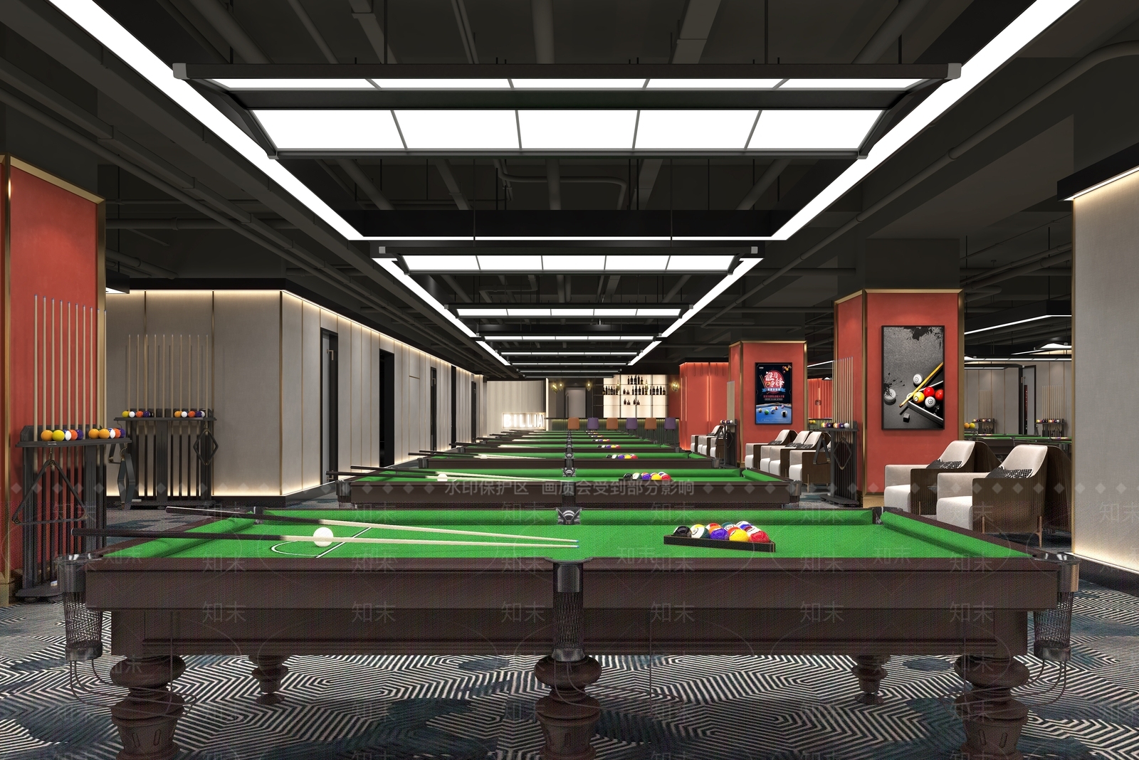 工业风台球室3D模型下载【ID:1112770772】
