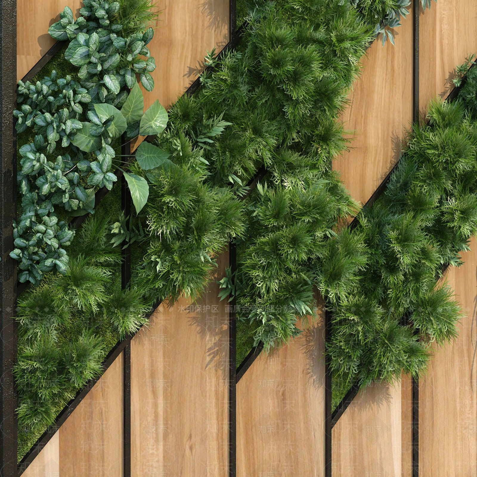 现代绿植墙3D模型下载【ID:1112774636】