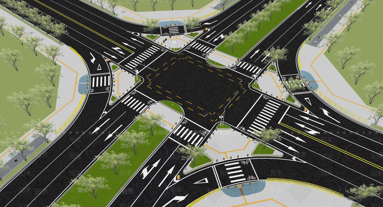 现代市政道路景观SU模型下载【ID:1112798956】