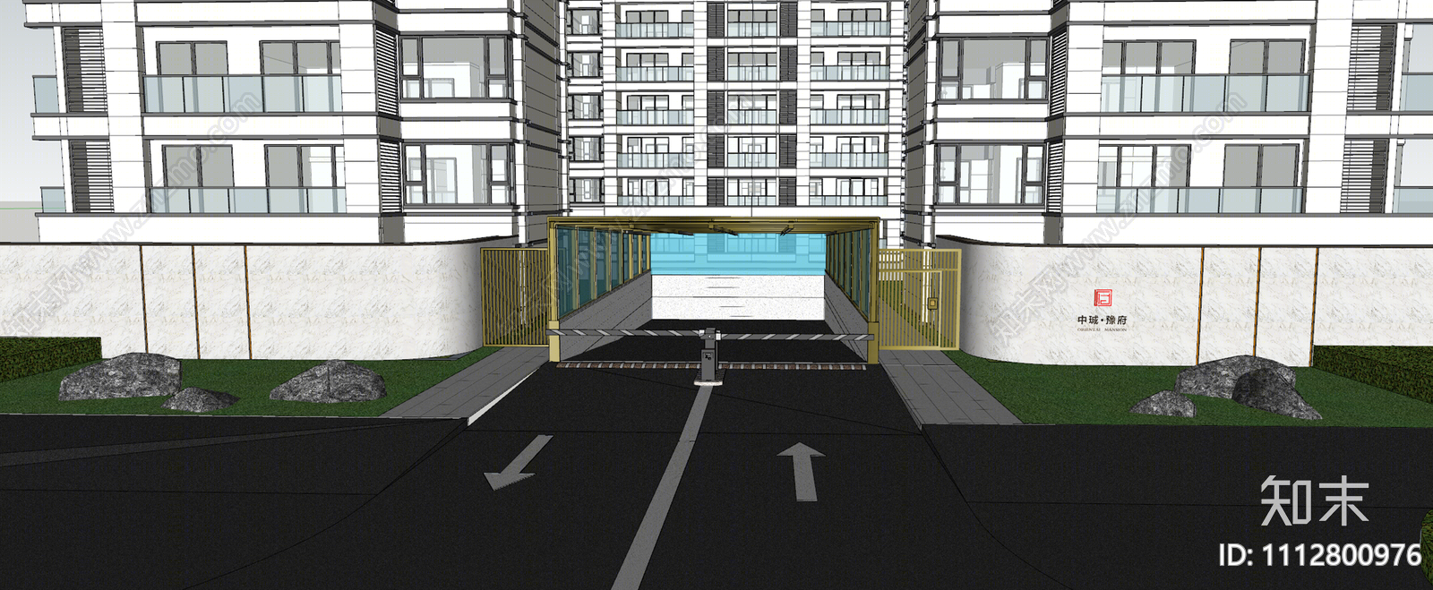 现代小区停车场入口SU模型下载【ID:1112800976】
