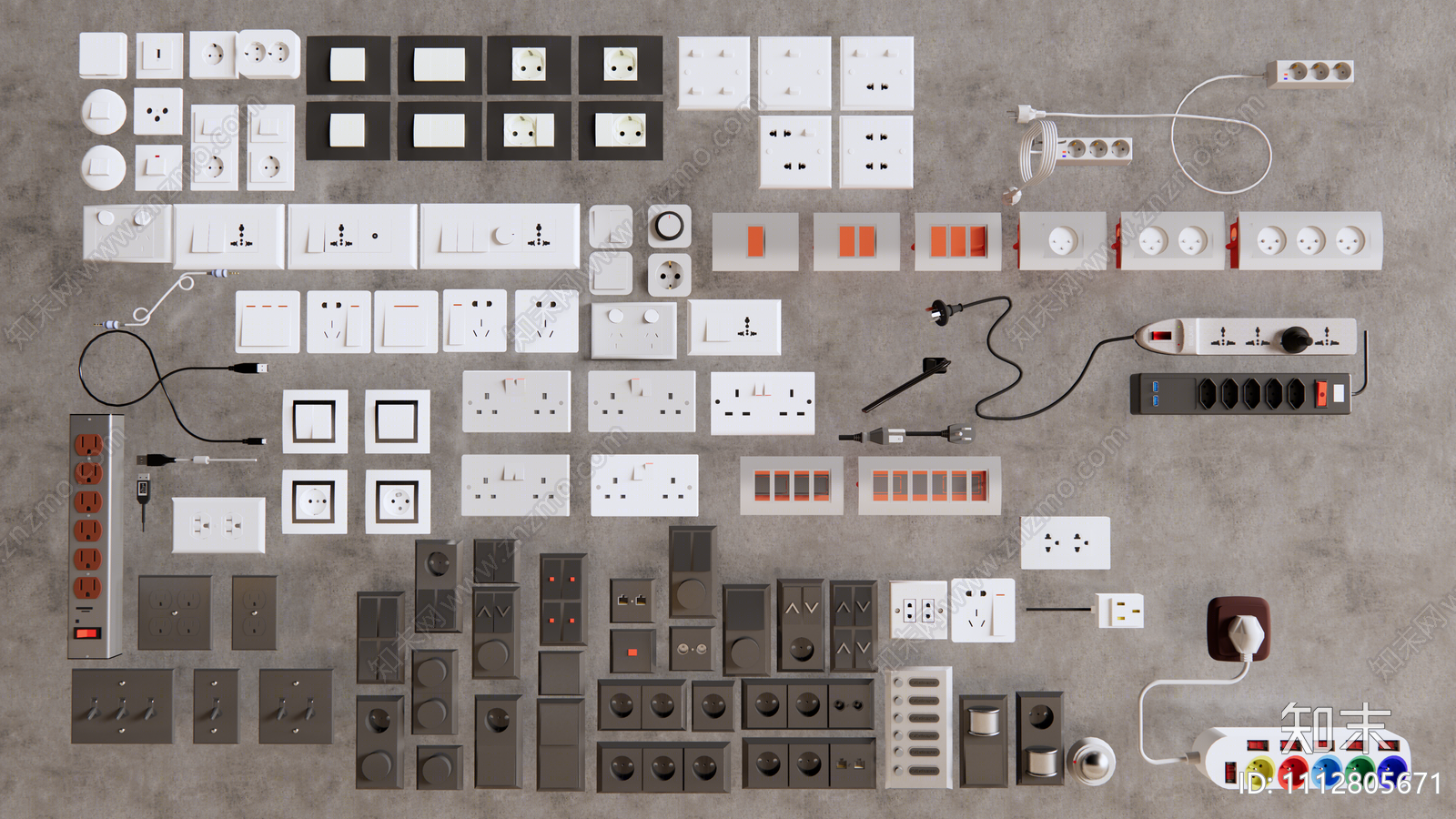 现代开关插座组合SU模型下载【ID:1112805671】