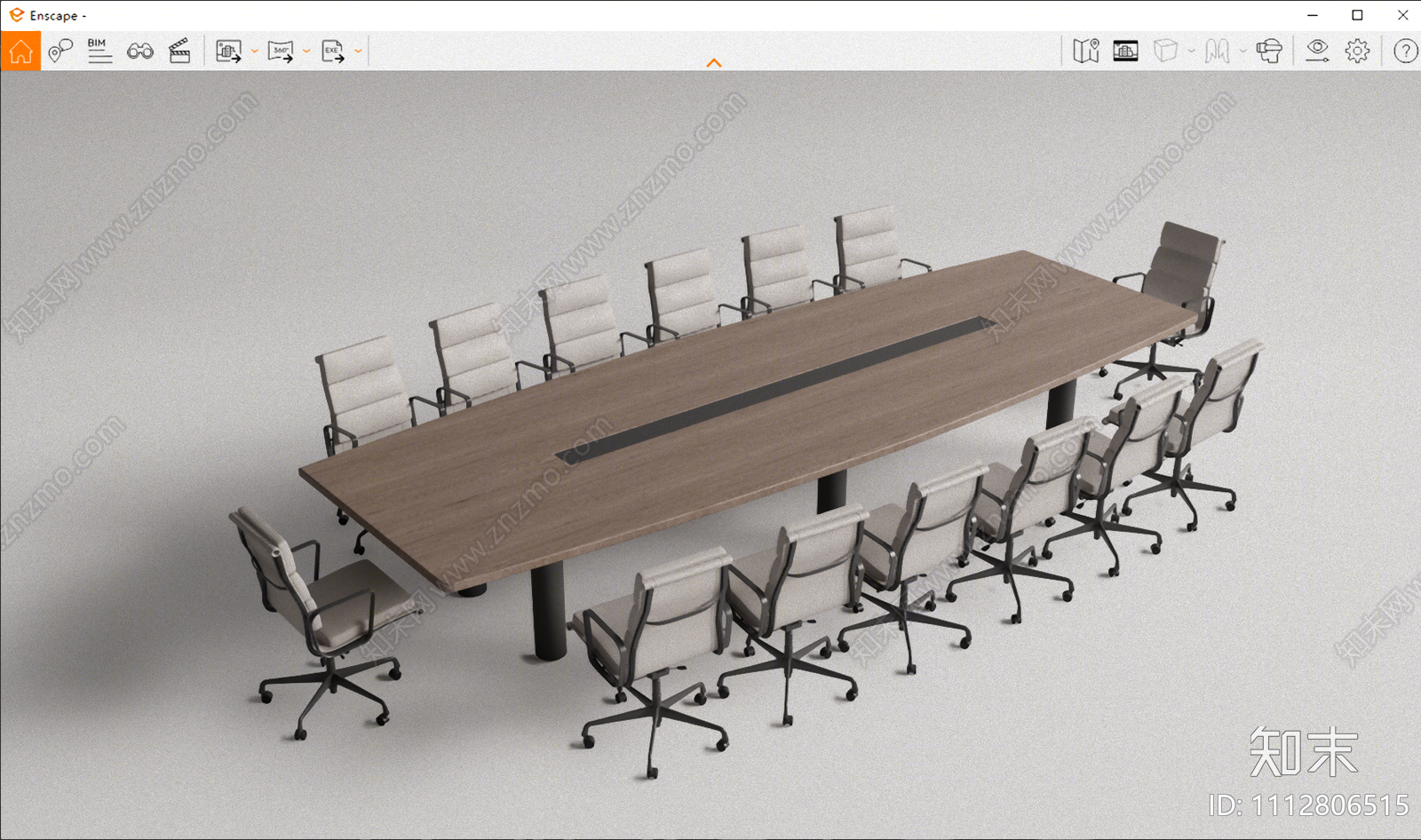 现代会议桌椅组合SU模型下载【ID:1112806515】