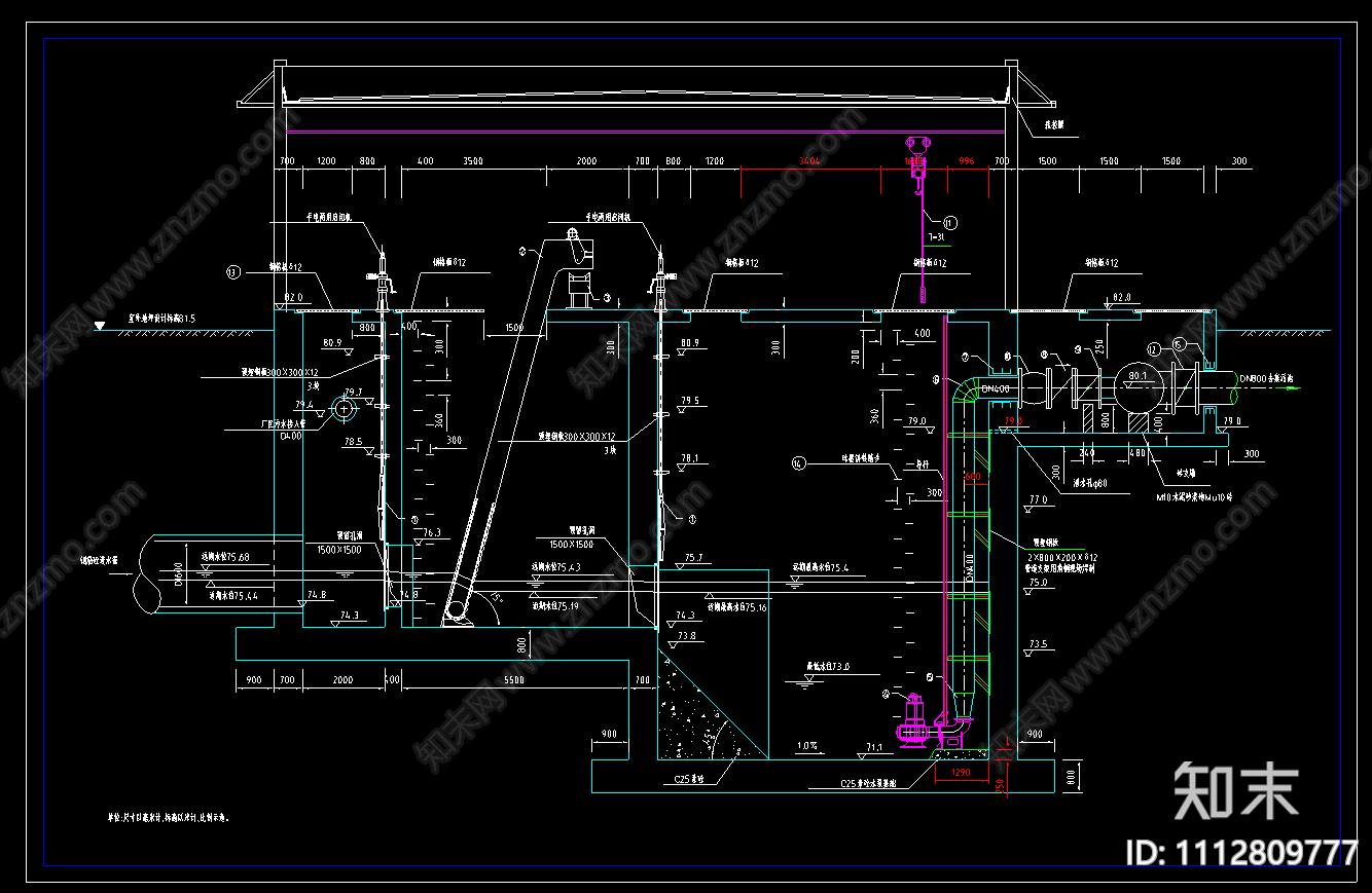污水泵房CAD施工图施工图下载【ID:1112809777】