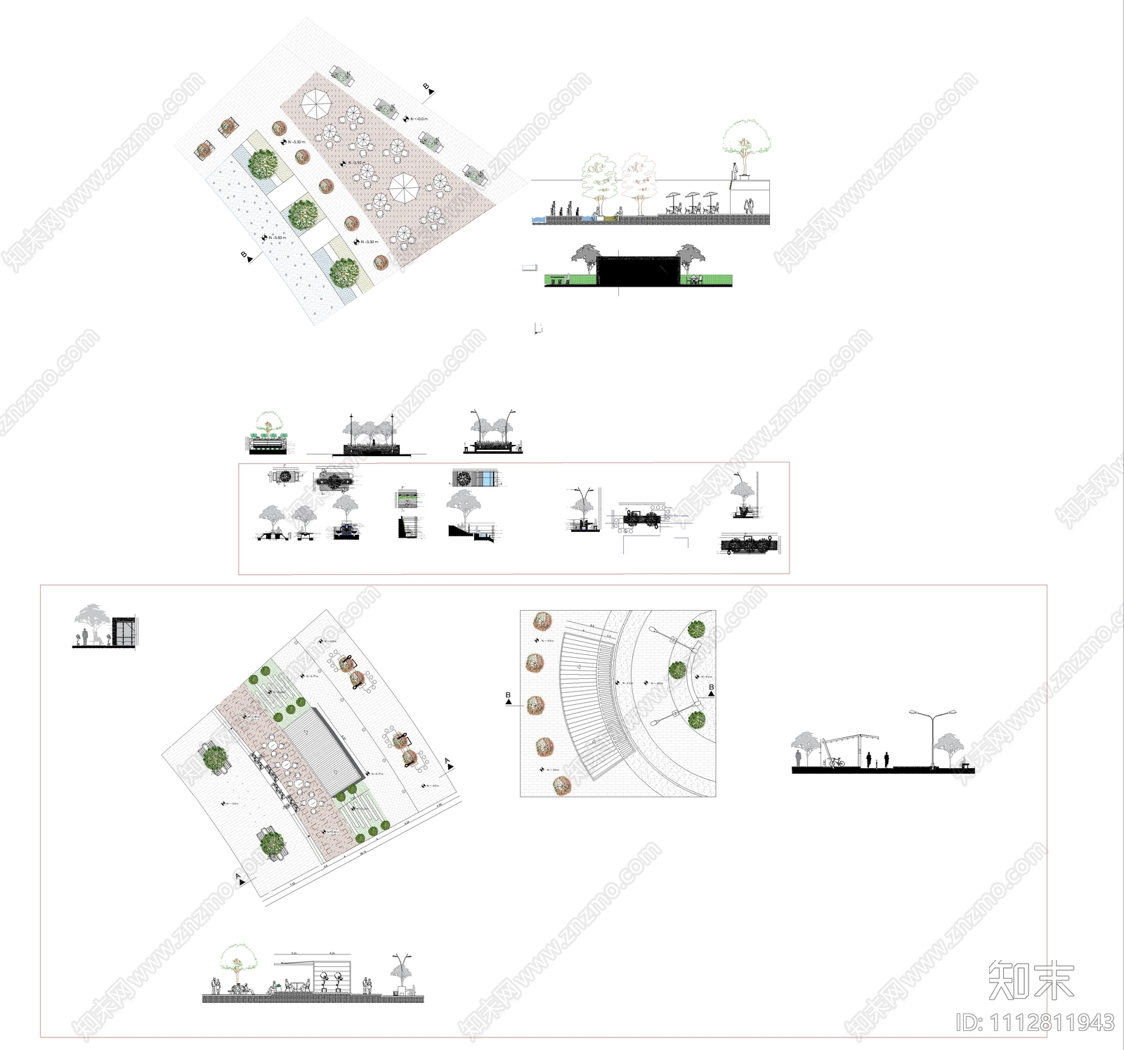 户外餐厅CADcad施工图下载【ID:1112811943】