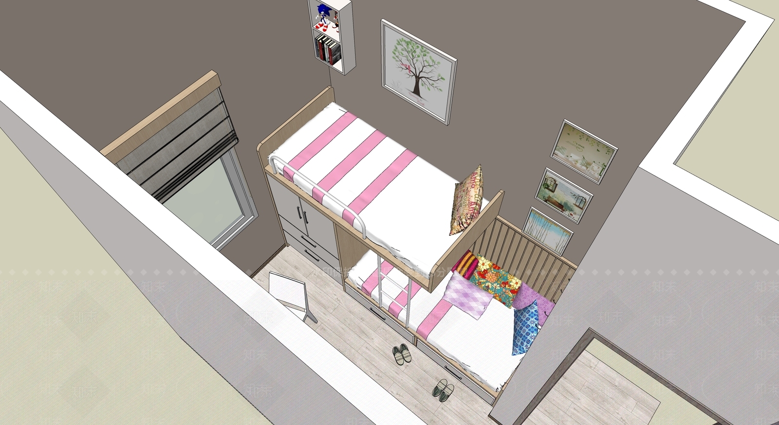 现代通用儿童房SU模型下载【ID:1112830003】