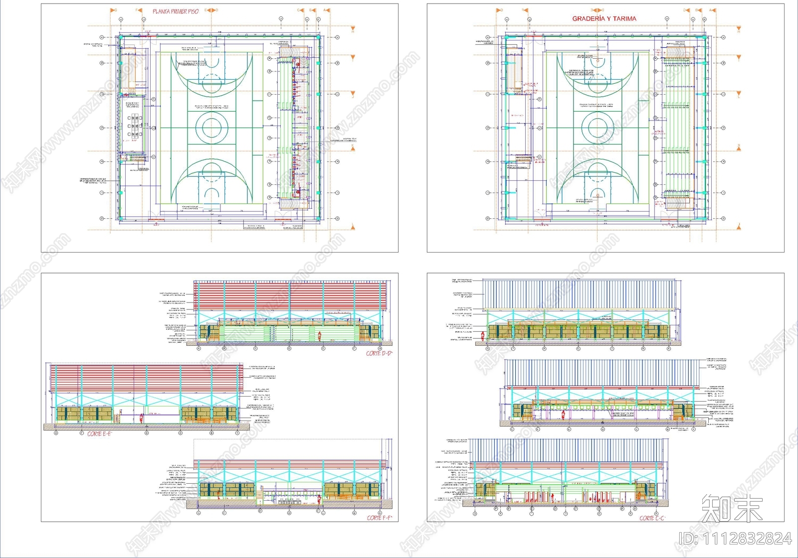 足球场CAD施工图下载【ID:1112832824】