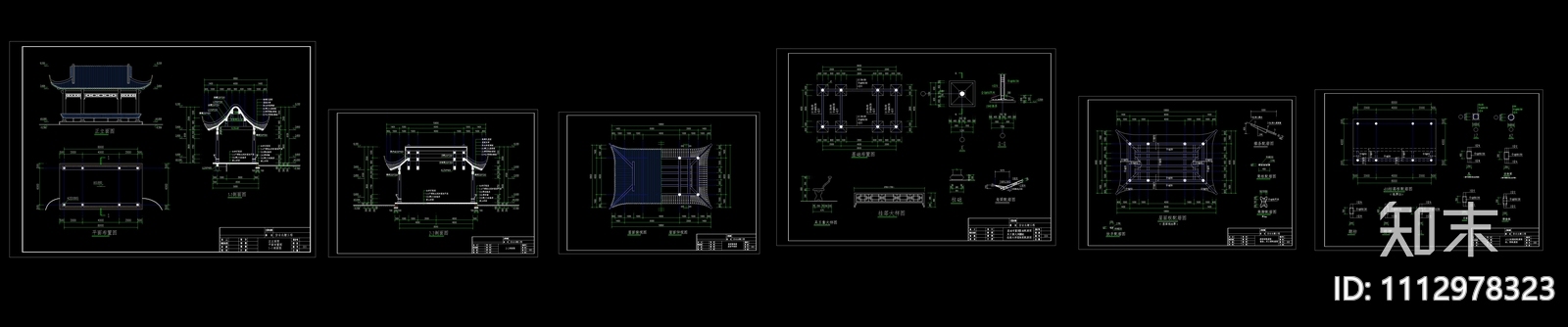 水榭亭子施工图cad施工图下载【ID:1112978323】