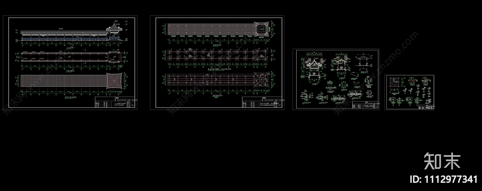 亭廊施工图cad施工图下载【ID:1112977341】