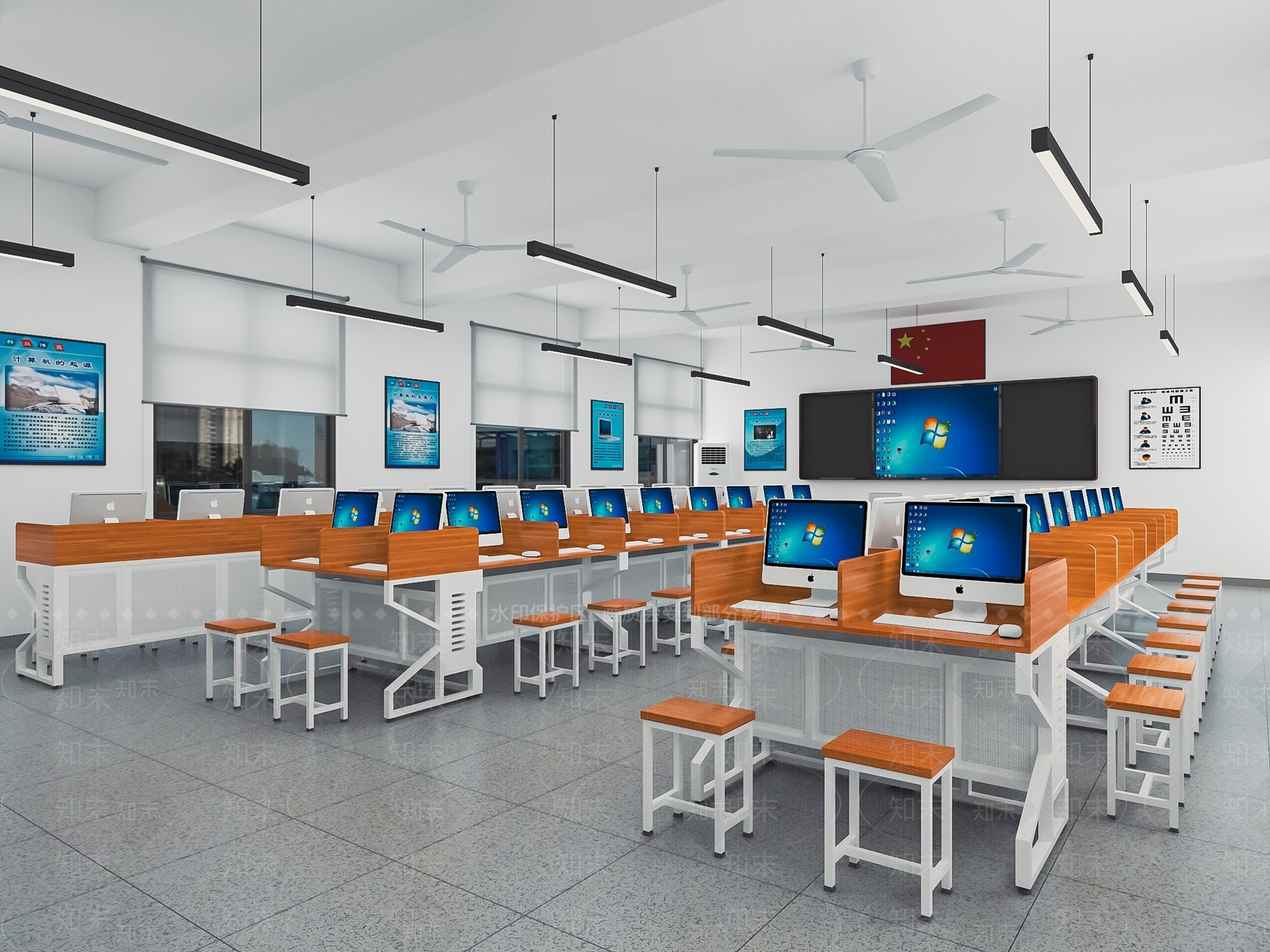 现代电脑教室SU模型下载【ID:1112846622】