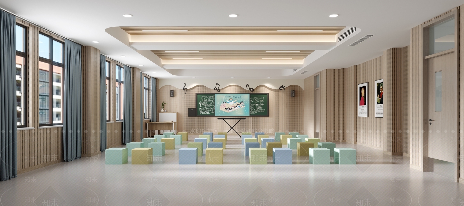 现代音乐教室3D模型下载【ID:1112848951】