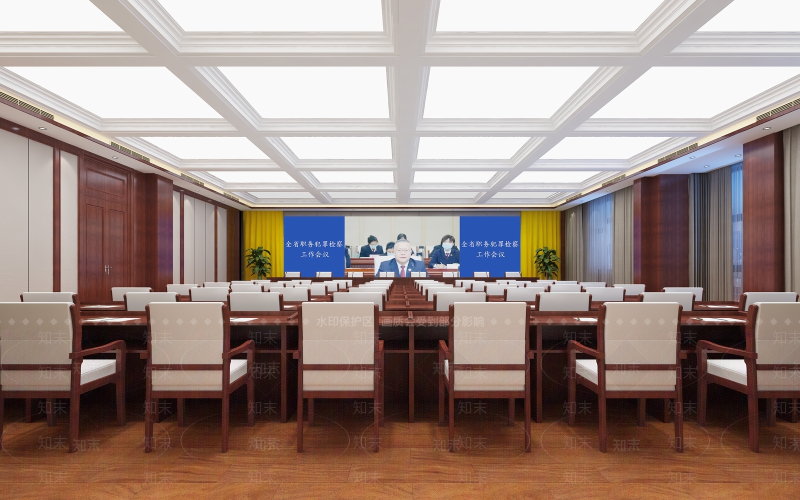 中式报告厅3D模型下载【ID:1113681292】