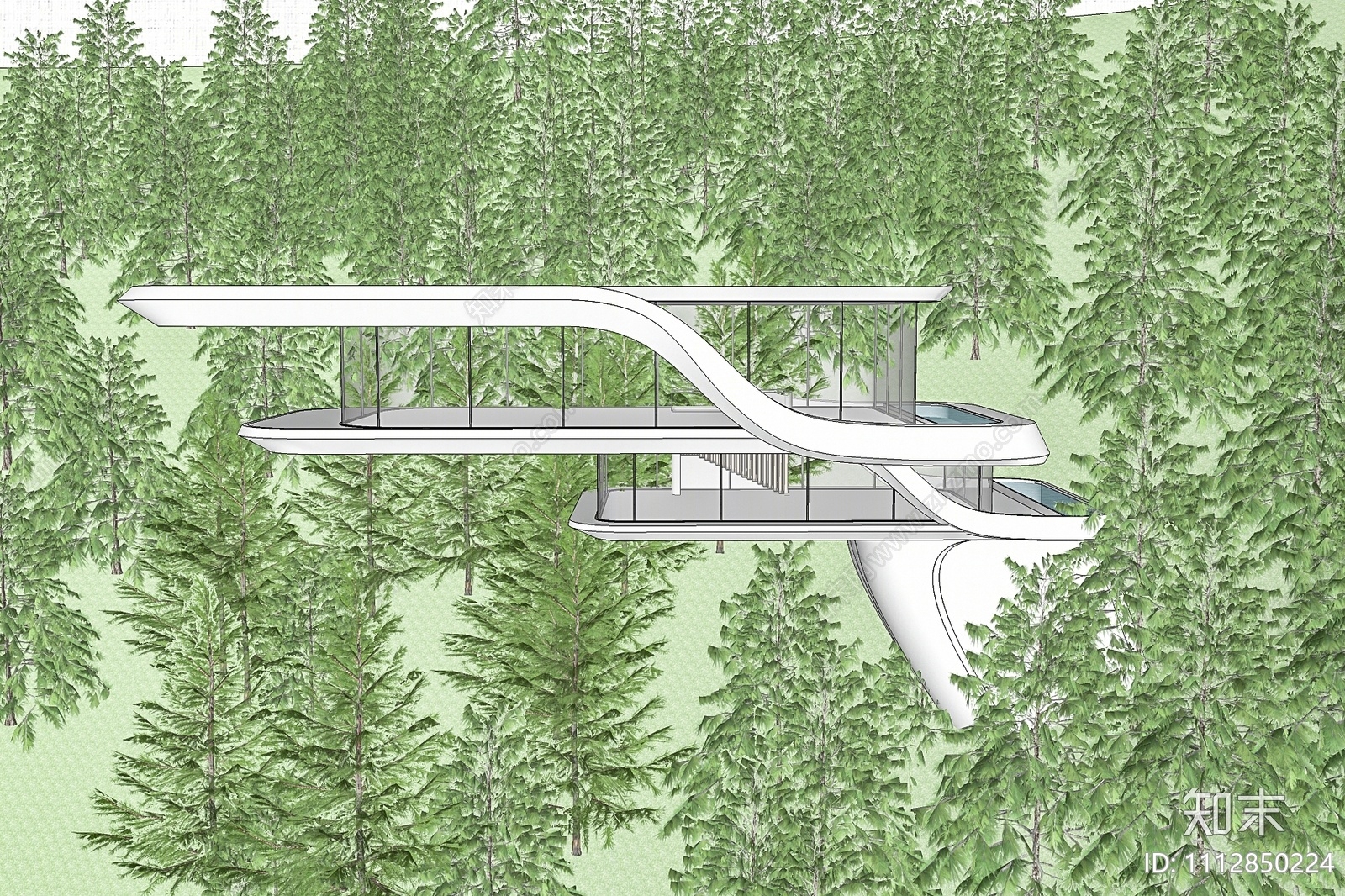 现代森林民宿SU模型下载【ID:1112850224】