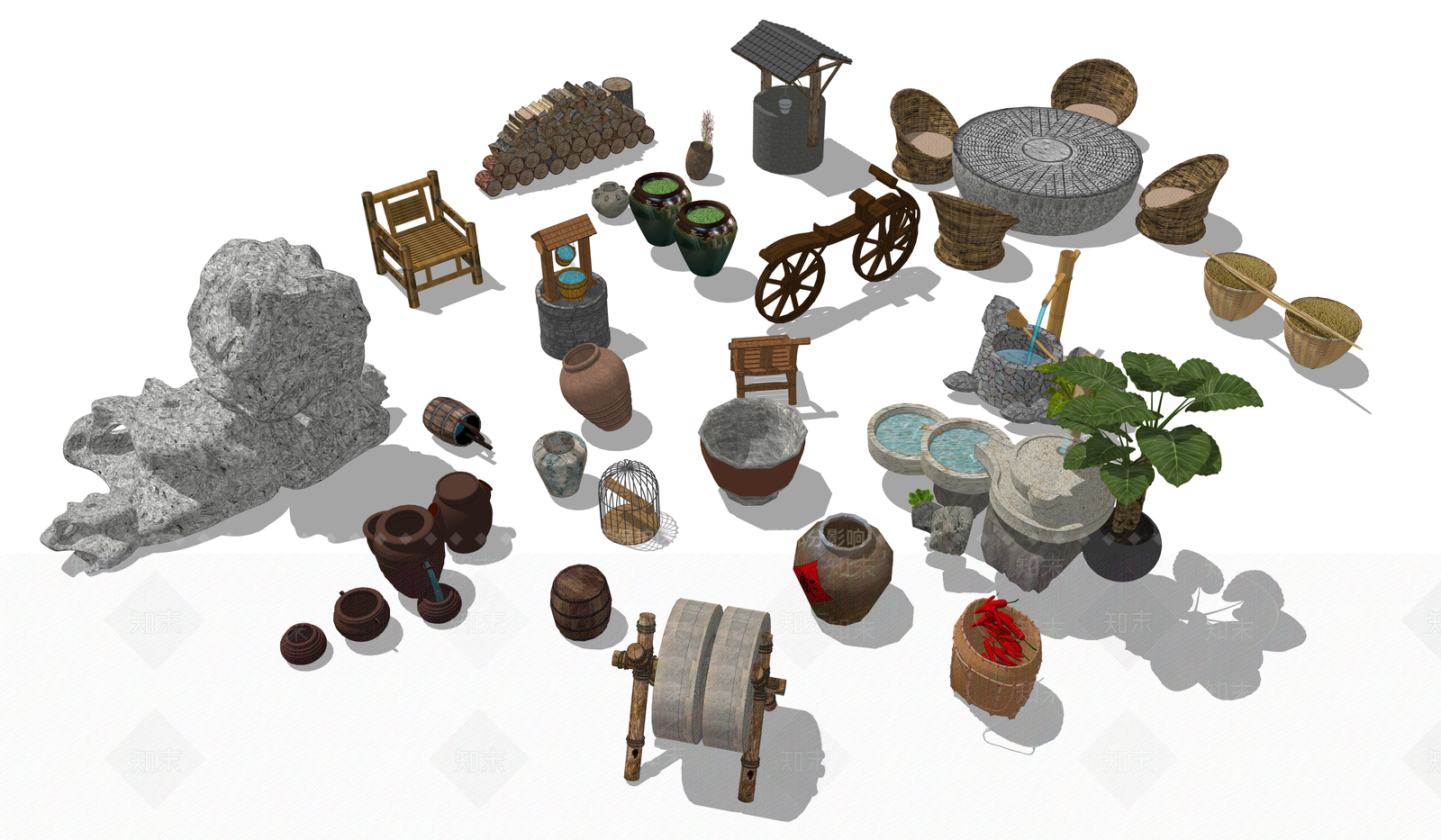 新农村小物件SU模型下载【ID:1112854183】