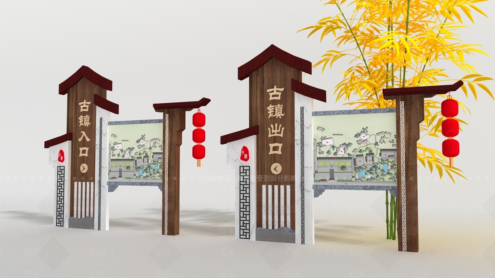 新中式指示牌3D模型下载【ID:1112858938】