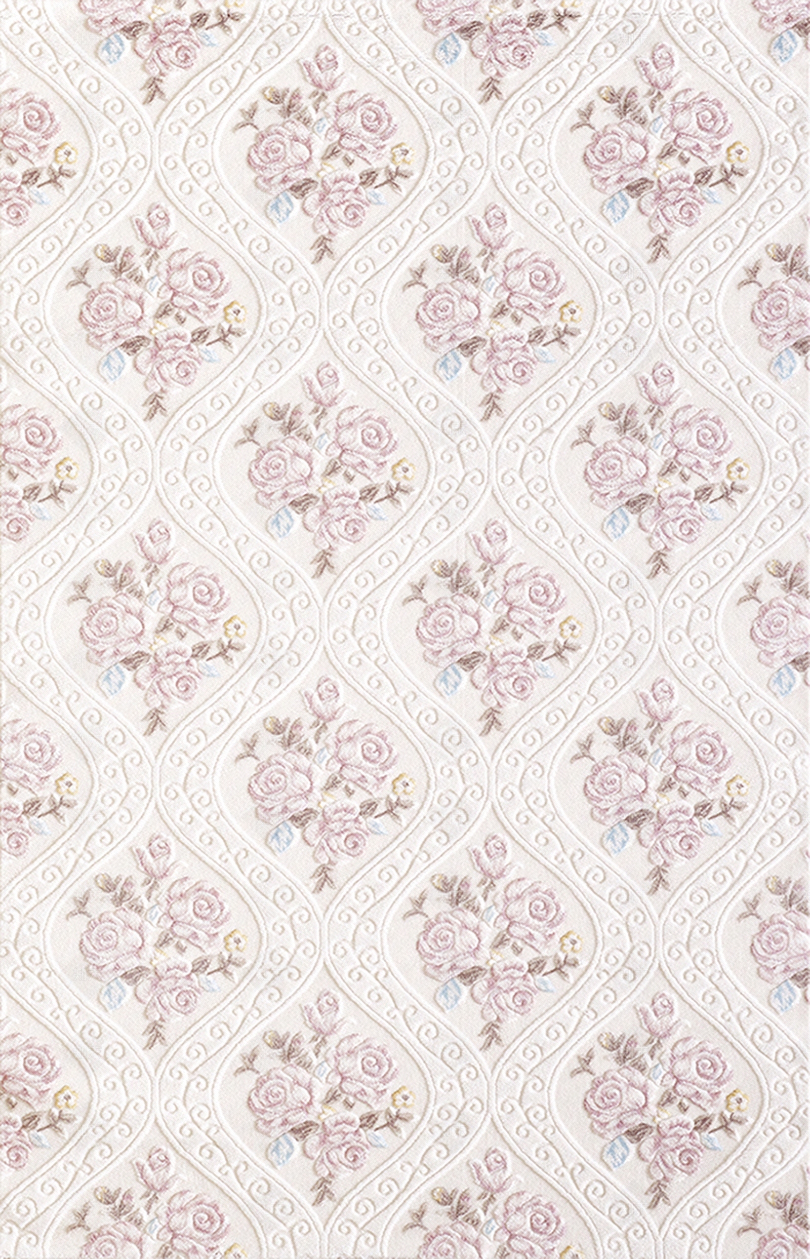 米色蔷薇花欧式墙布贴图下载【ID:1115925096】