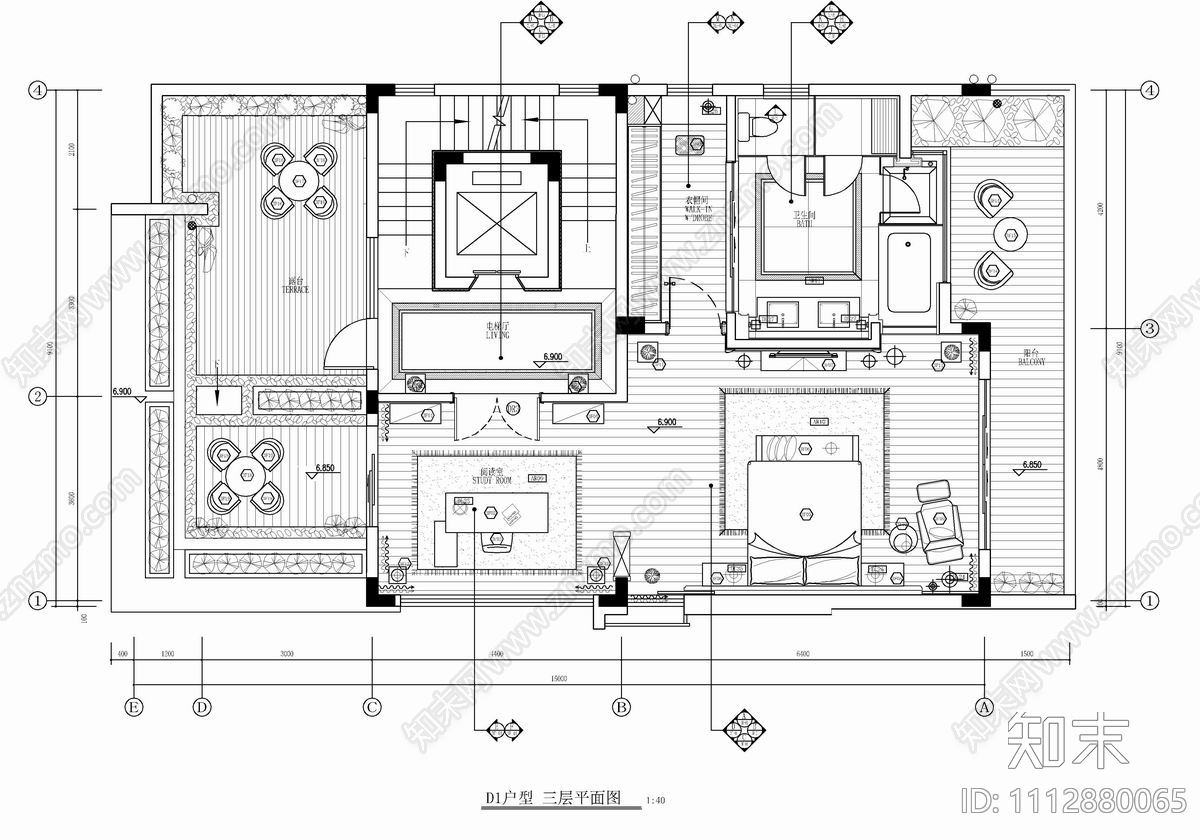 600㎡别墅CAD施工图cad施工图下载【ID:1112880065】