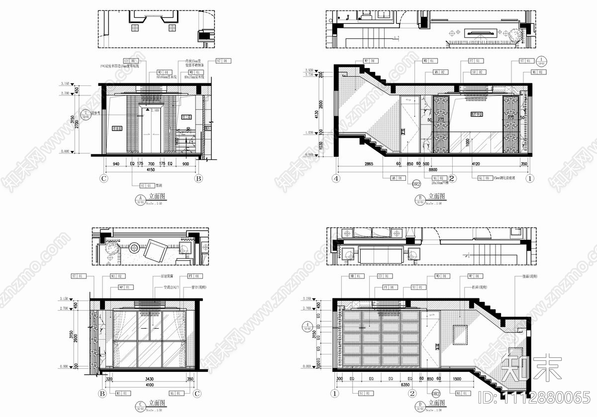 600㎡别墅CAD施工图cad施工图下载【ID:1112880065】