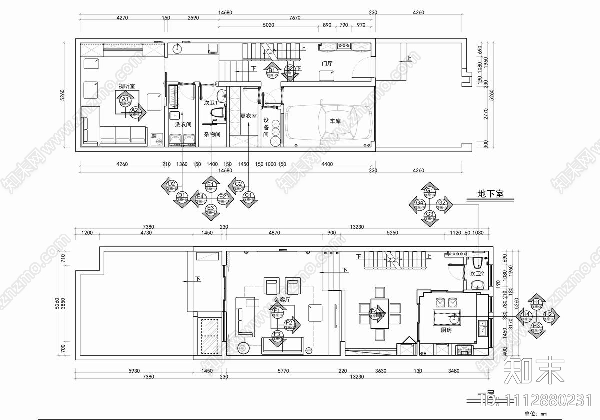 400㎡别墅CAD施工图cad施工图下载【ID:1112880231】