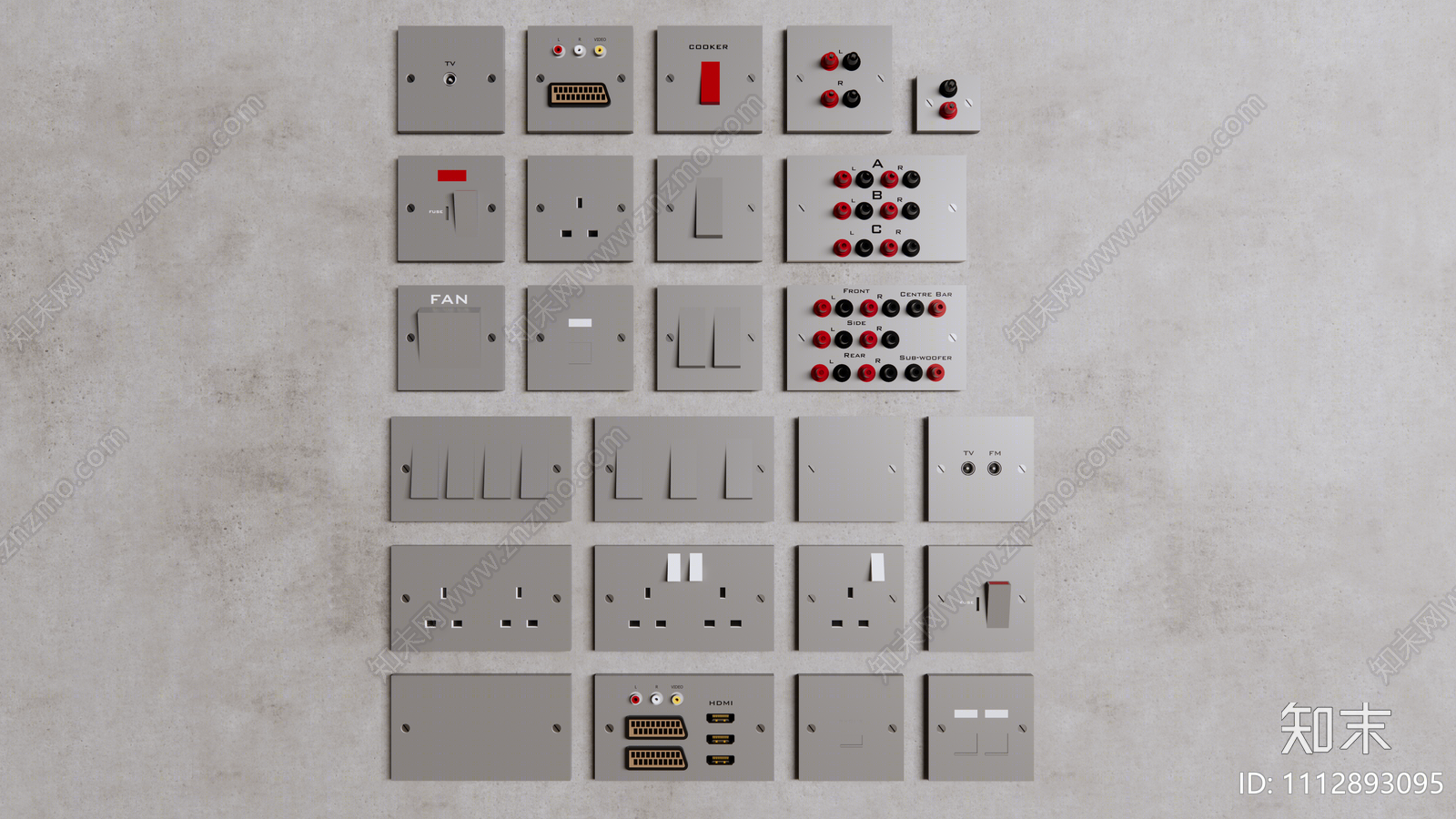 现代开关插座组合SU模型下载【ID:1112893095】