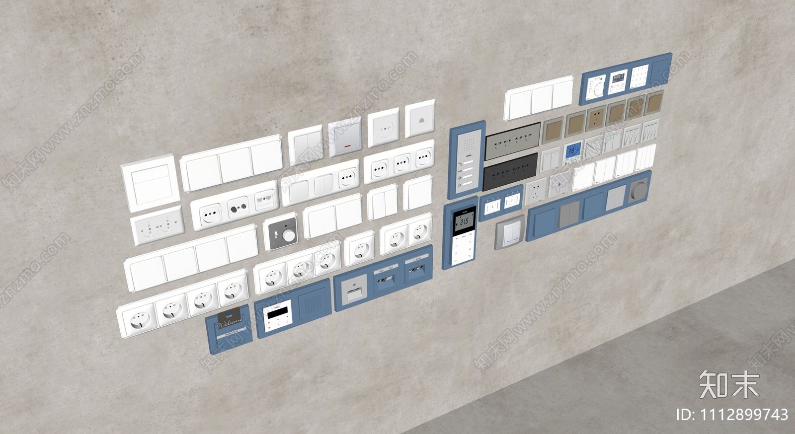 现代开关插座组合SU模型下载【ID:1112899743】