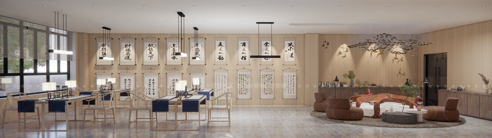新中式艺术展厅SU模型下载【ID:1222286402】