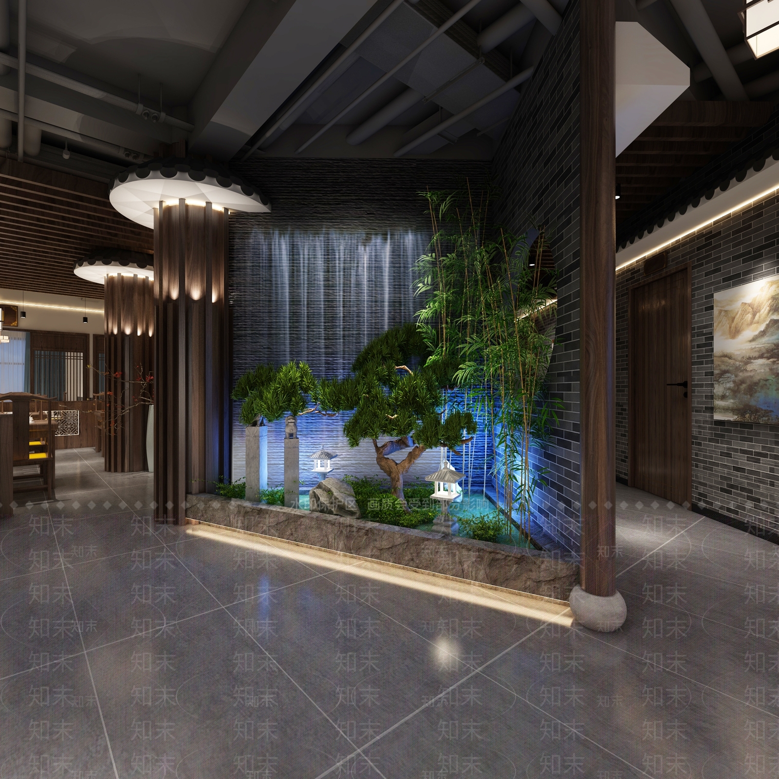 新中式中餐厅景观小品3D模型下载【ID:1112907473】