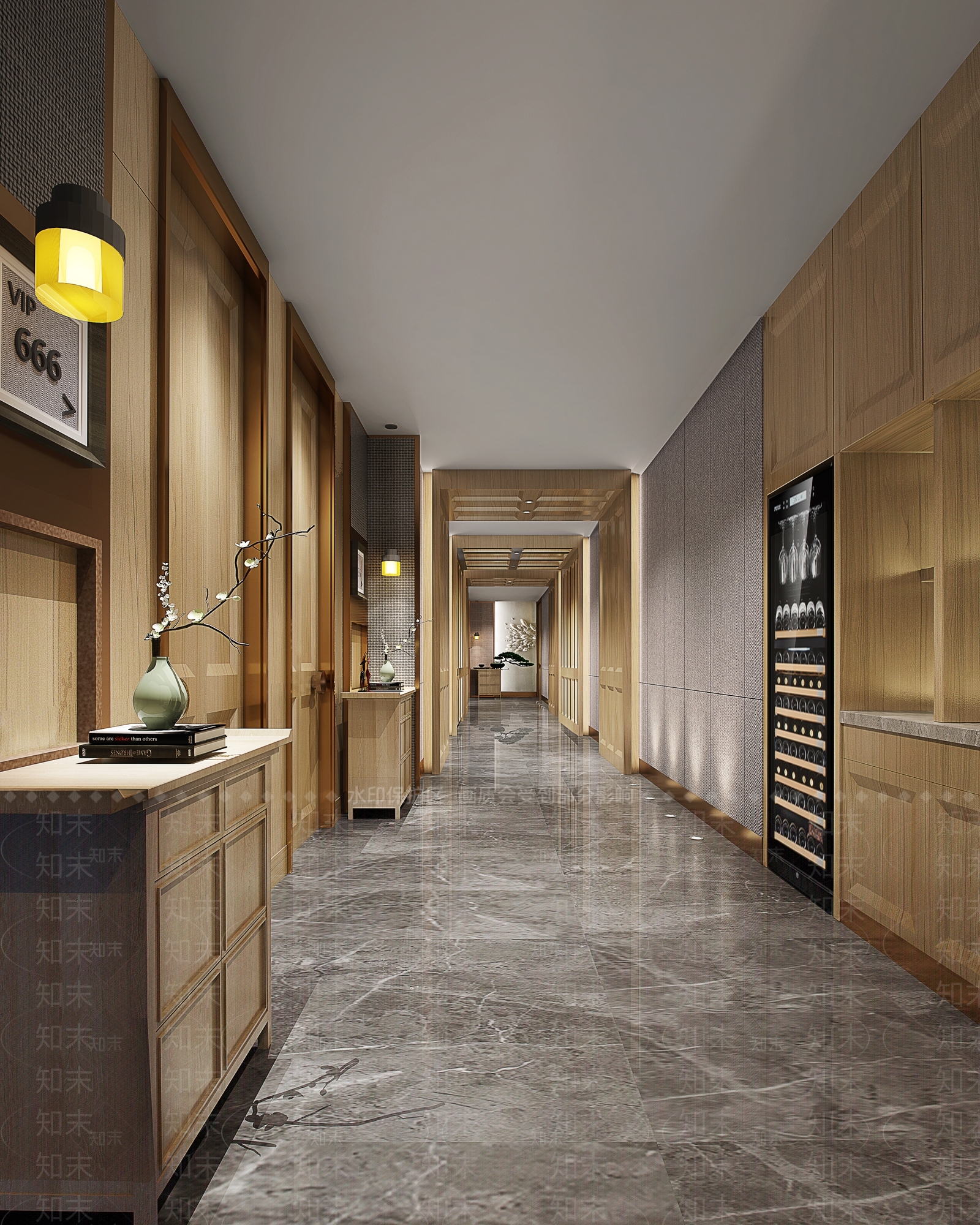 新中式火锅店走廊3D模型下载【ID:1112913135】