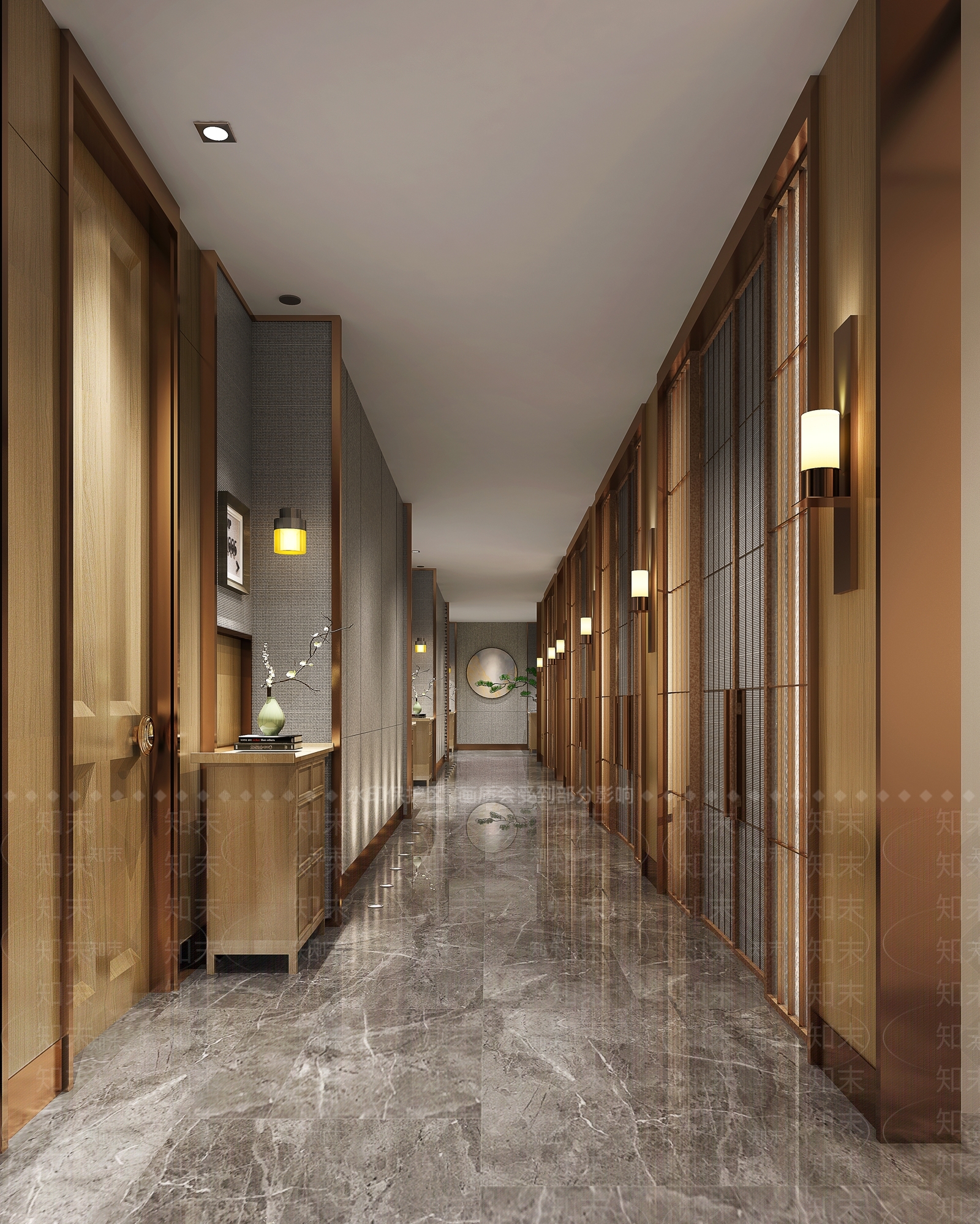 新中式火锅店走廊3D模型下载【ID:1112913135】