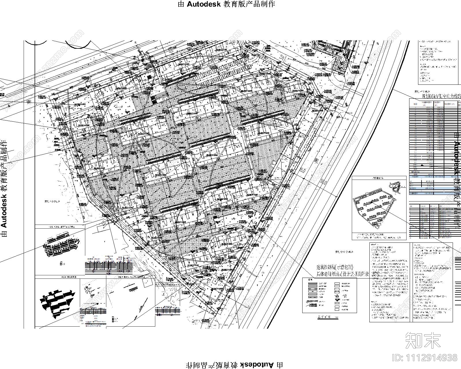 住宅区总平面图cad施工图下载【ID:1112914938】