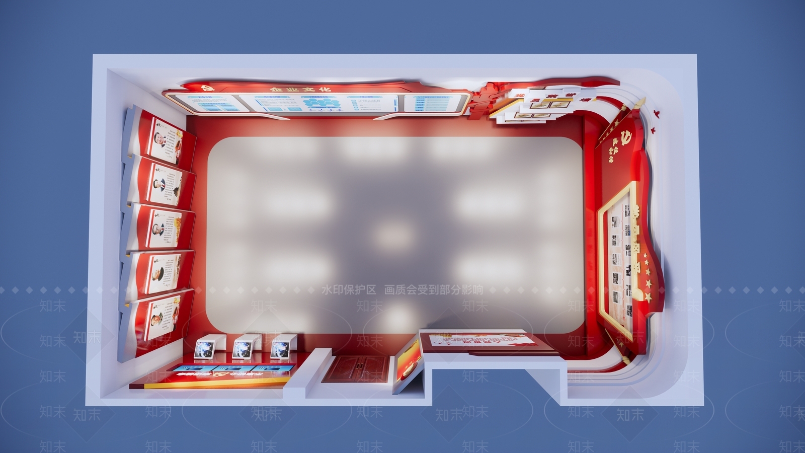 现代党建展厅SU模型下载【ID:1113009432】
