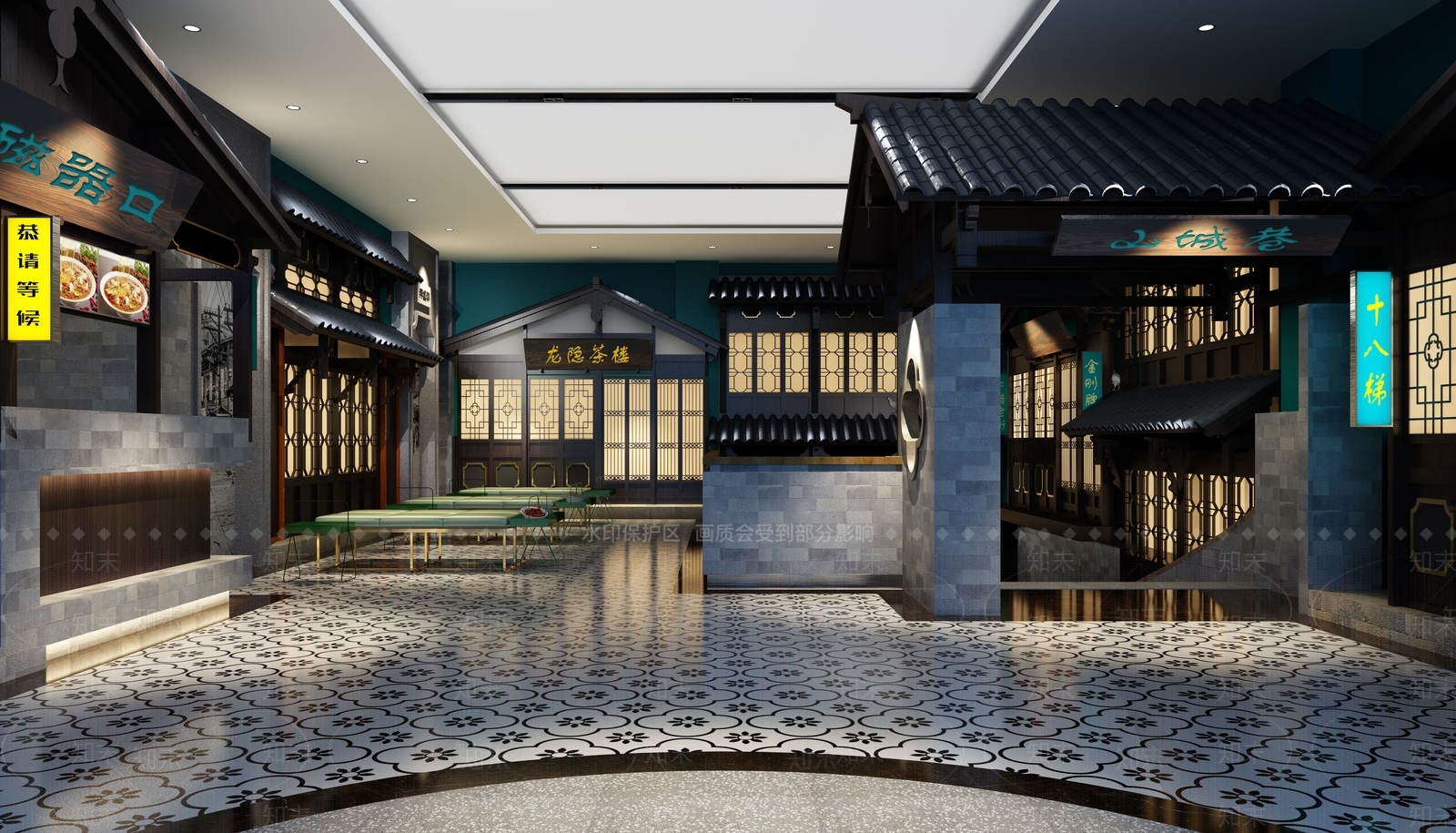 中式中餐厅门厅3D模型下载【ID:1112924197】