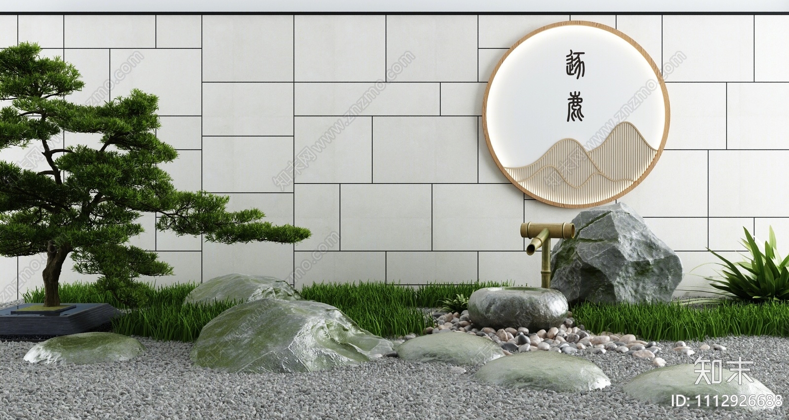 新中式假山水景3D模型下载【ID:1112926688】