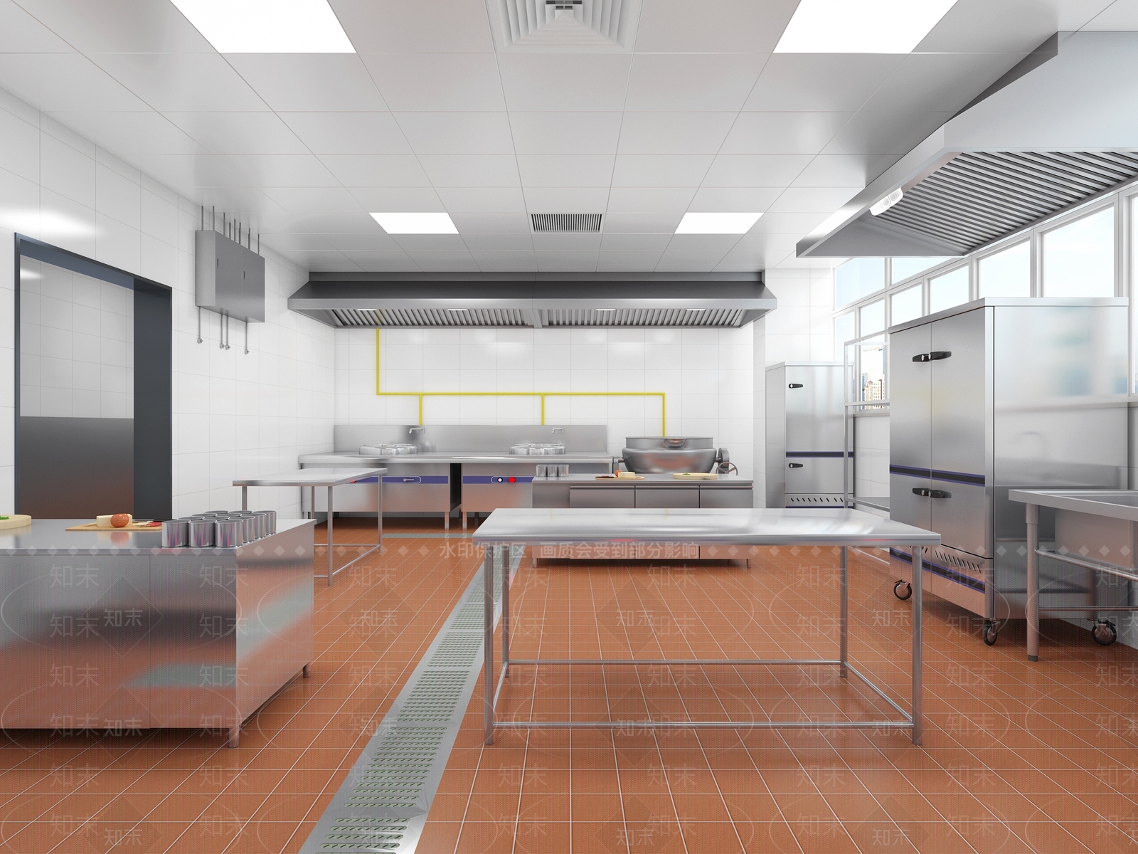 现代酒店厨房后厨3D模型下载【ID:1112929624】
