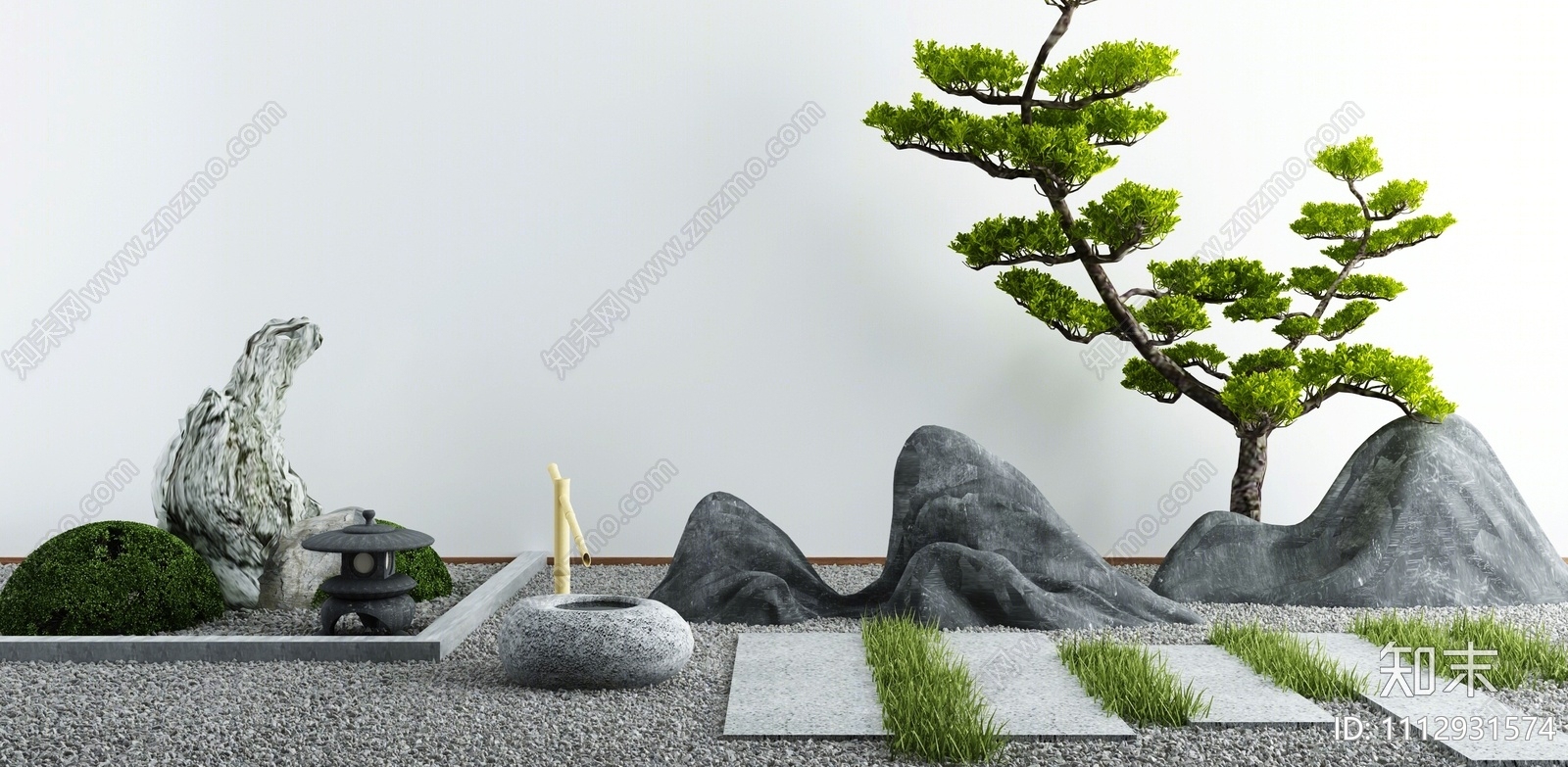 新中式假山水景3D模型下载【ID:1112931574】